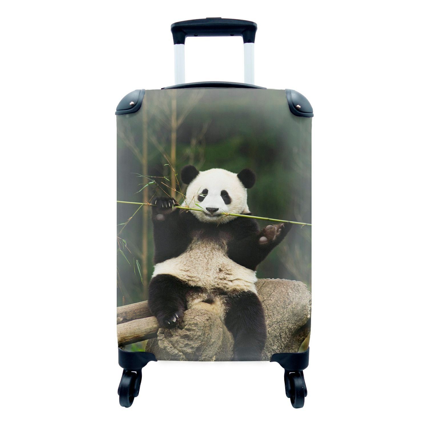 MuchoWow Handgepäckkoffer Panda - Bambus - Wald, 4 Rollen, Reisetasche mit rollen, Handgepäck für Ferien, Trolley, Reisekoffer
