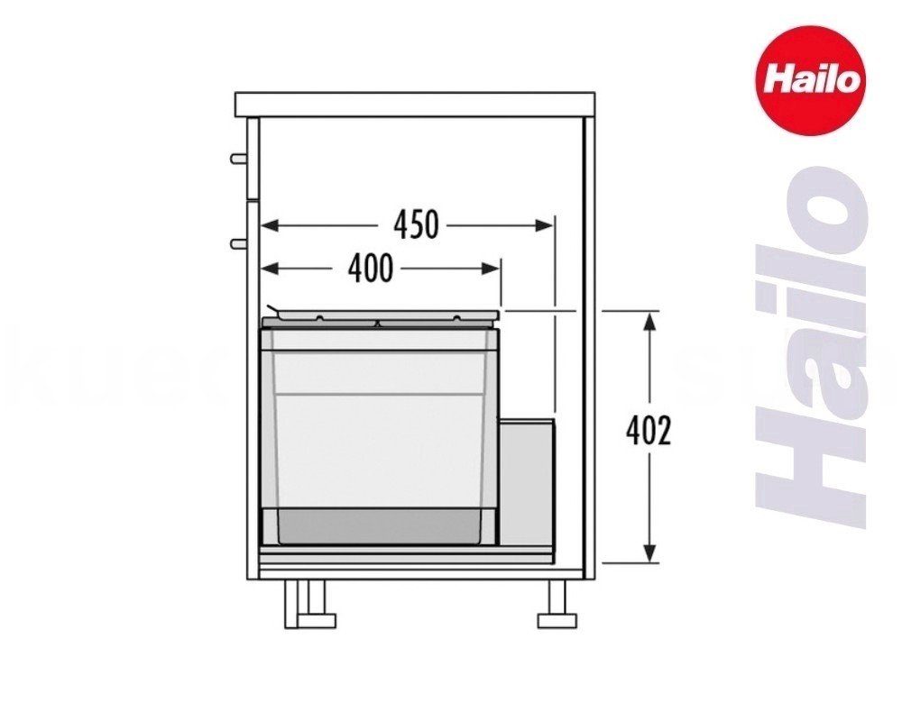 Hailo Einbaumülleimer, Hailo Abfallsammler 3631691 Liter 2x 600 28/13/13 XL Inset 13 28 Triple-XL 