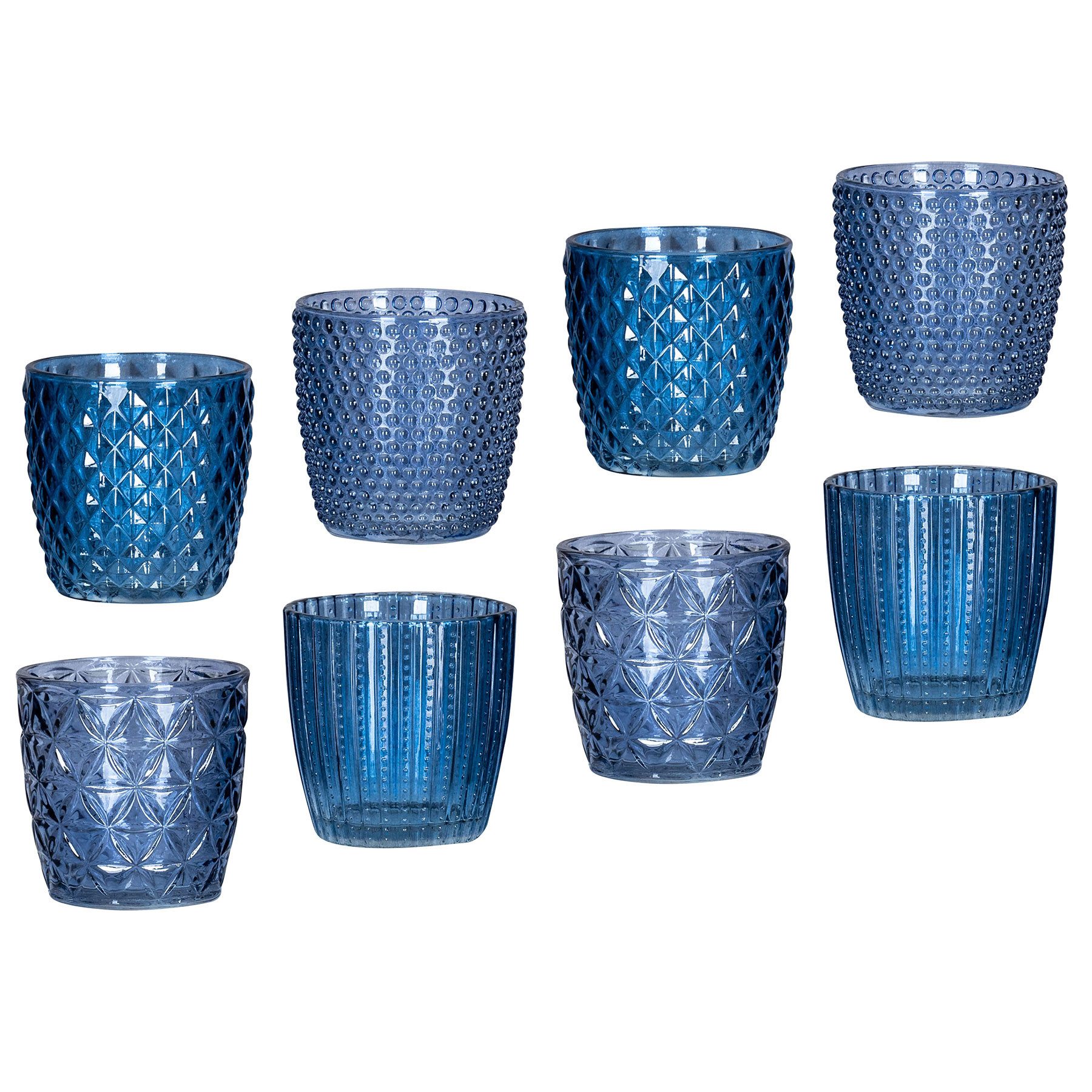Levandeo® Teelichthalter, 8er Set Windlicht H7,5cm Glas Blau Teelichthalter günstig online kaufen