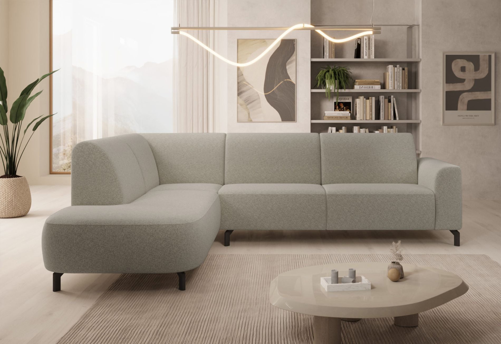 Selsey Ecksofa LUNUNA, mit Bouclé, Metallfüßen & Wellenfederung, 4-Sitzer 277 cm