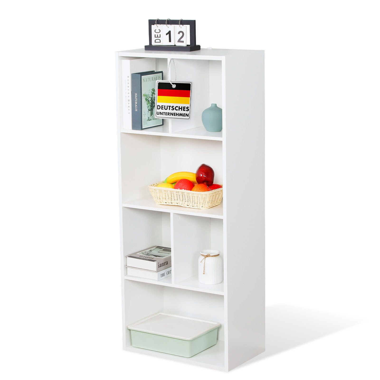 Floordirekt Bücherregal California, platzsparendes Regal aus Holzwerkstoff mit Kipp-Sicherung, 6 Fächer 1-tlg., Standregal 50 x 29 x 121 cm mit Montagematerial und offenen Fächern