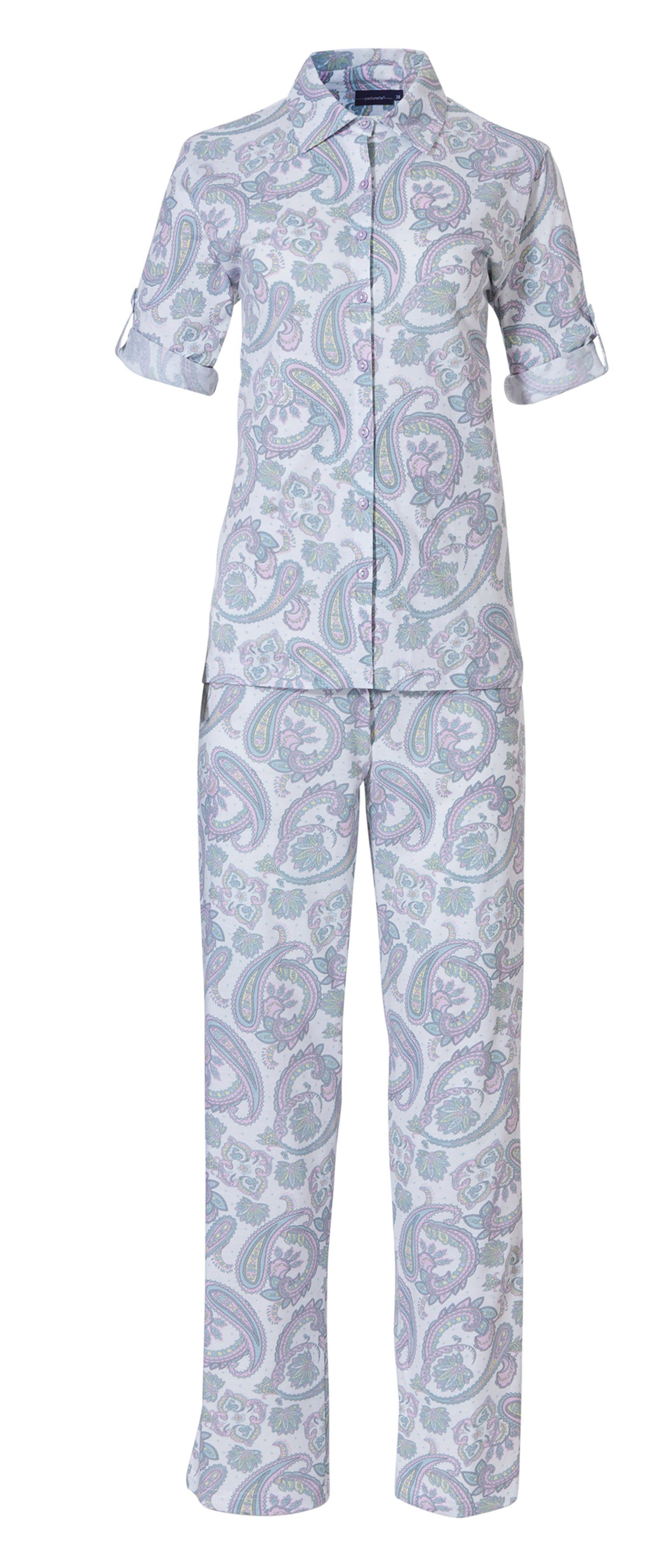 Pastunette Schlafanzug Damen Pyjama (2 Paisley tlg) Muster geknöpft
