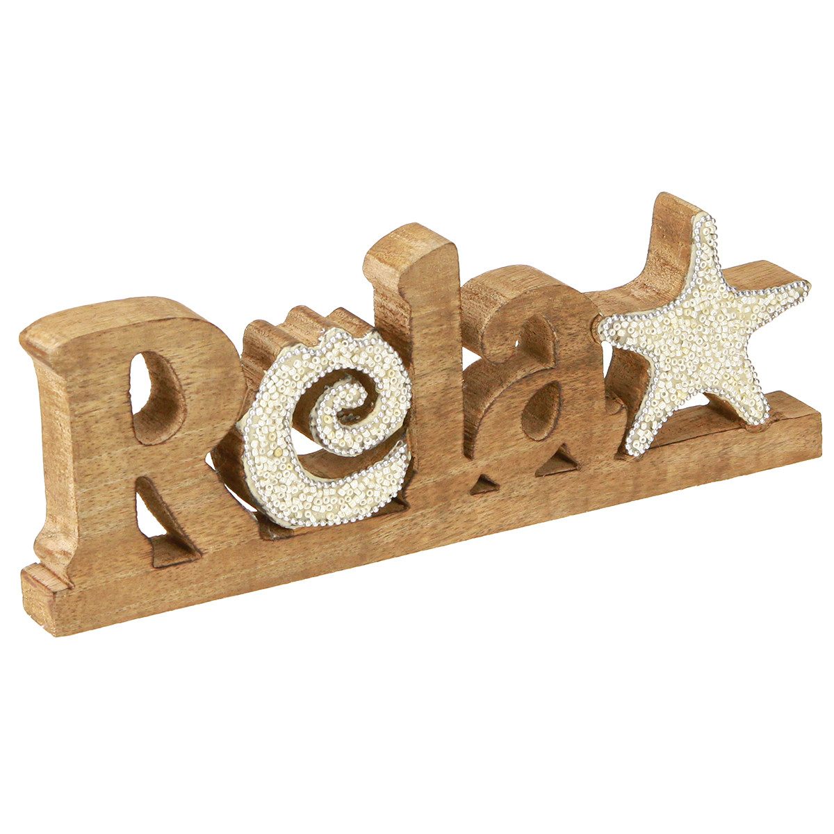 Dekofigur Maritimer Holzaufsteller Relax Deko Mangoholz 28x10cm