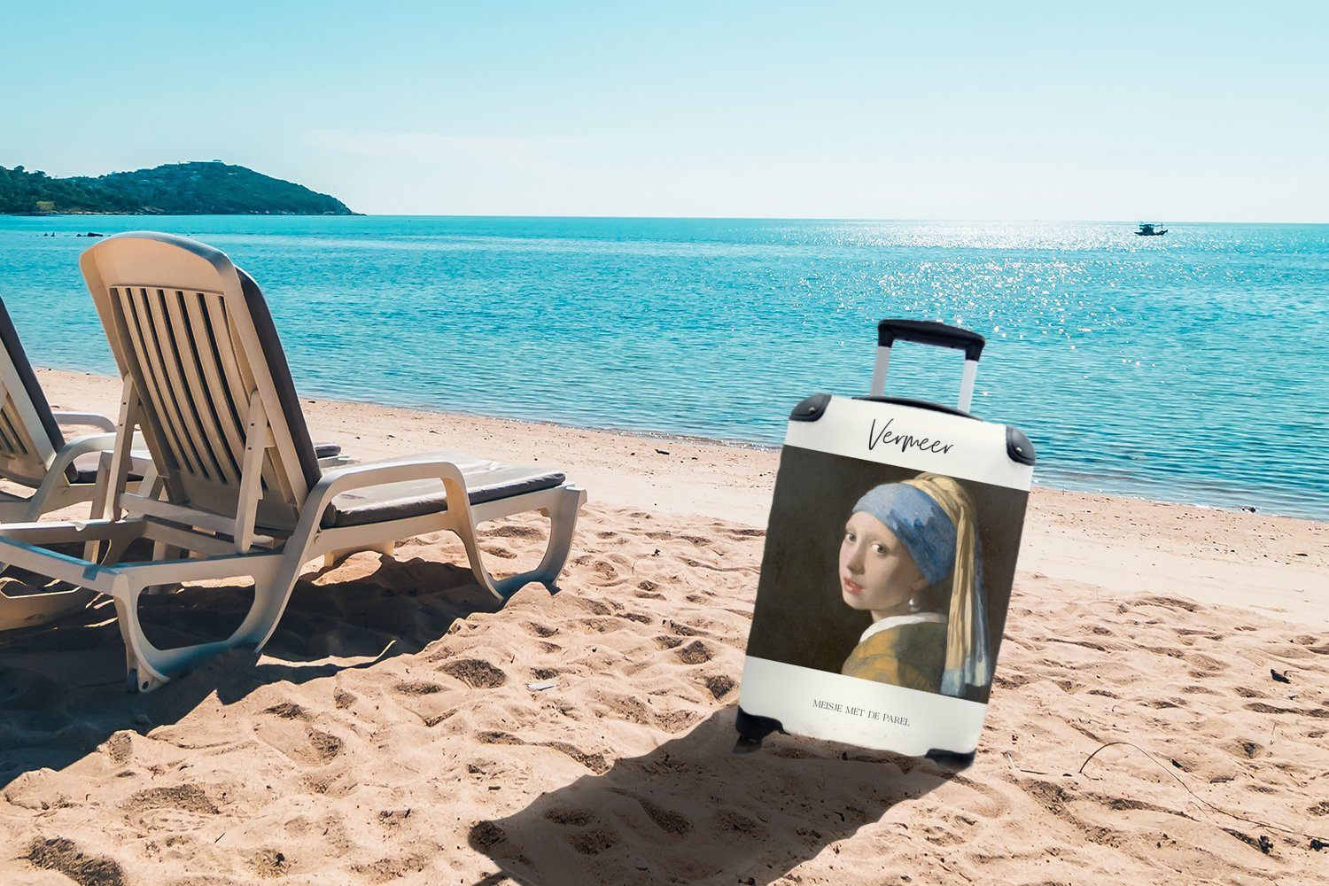 Kunst Vermeer, für - Handgepäck Reisetasche mit Rollen, Johannes 4 Perlenohrring mit - Das Ferien, dem MuchoWow Mädchen Reisekoffer Handgepäckkoffer Trolley, rollen,