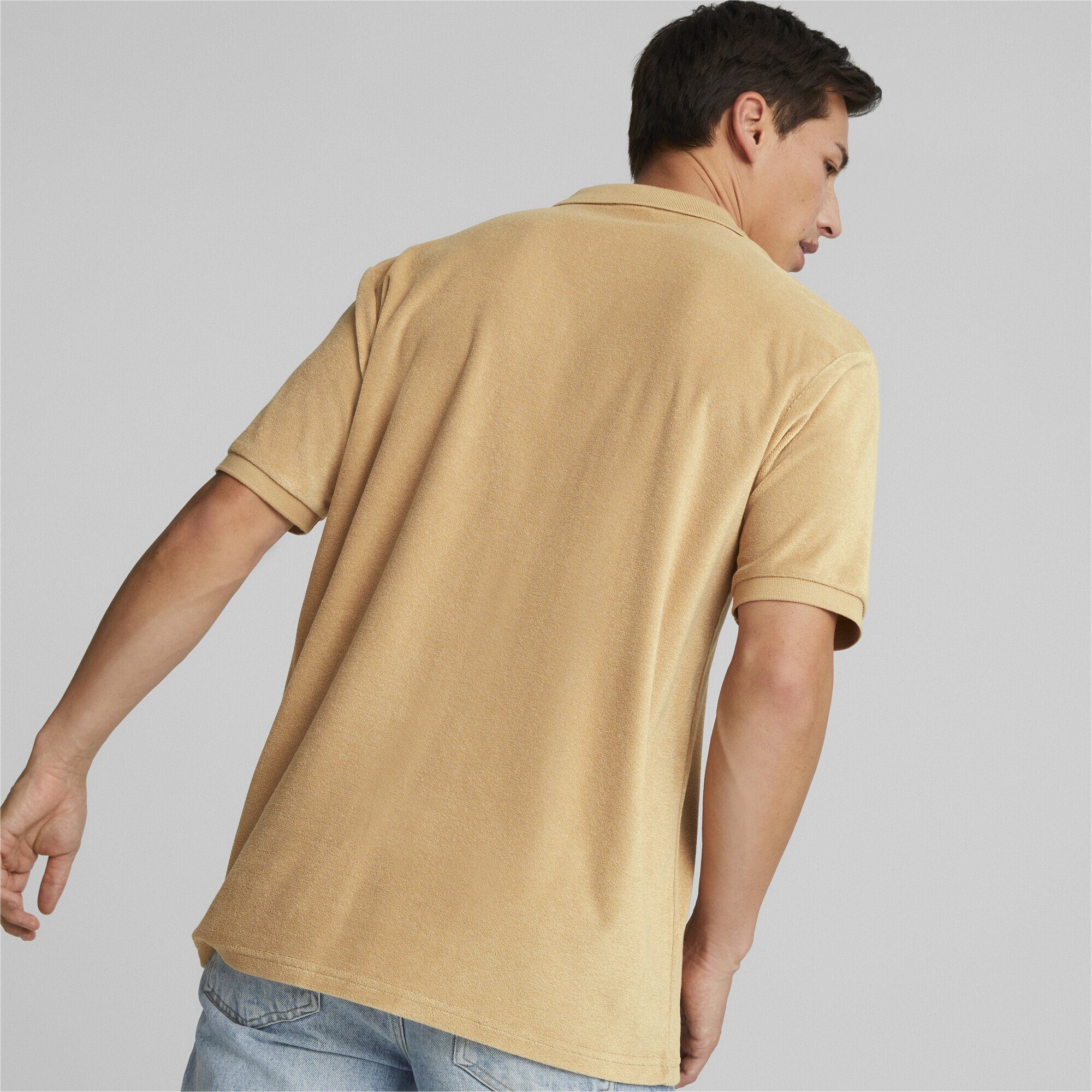 PUMA Frottee-Poloshirt Dusty Herren Classics Beige Poloshirt Tan