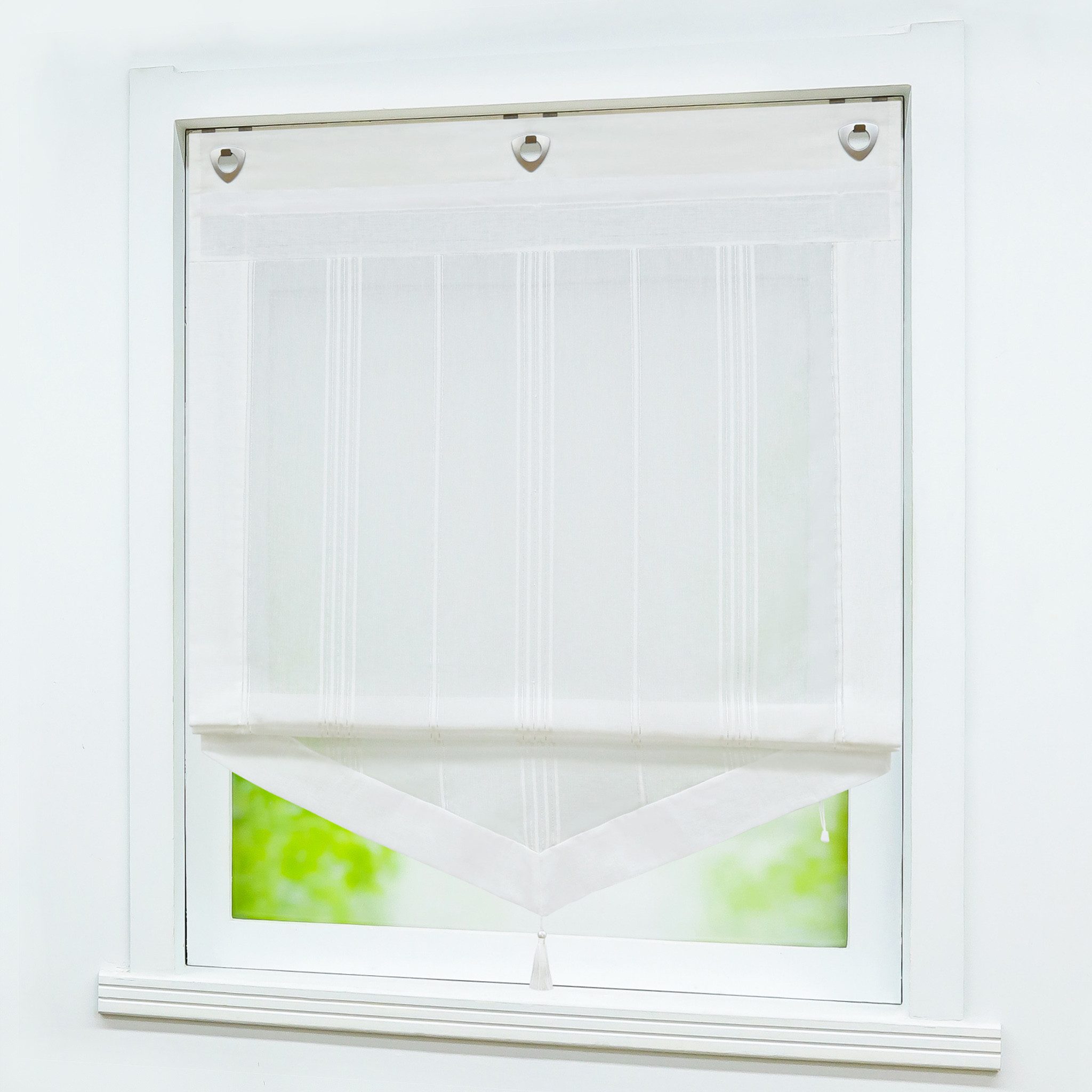 Joyswahl Raffrollo, ohne Bohren Küche Landhaus Raffgardinen mit Ösenrollo L günstig online kaufen