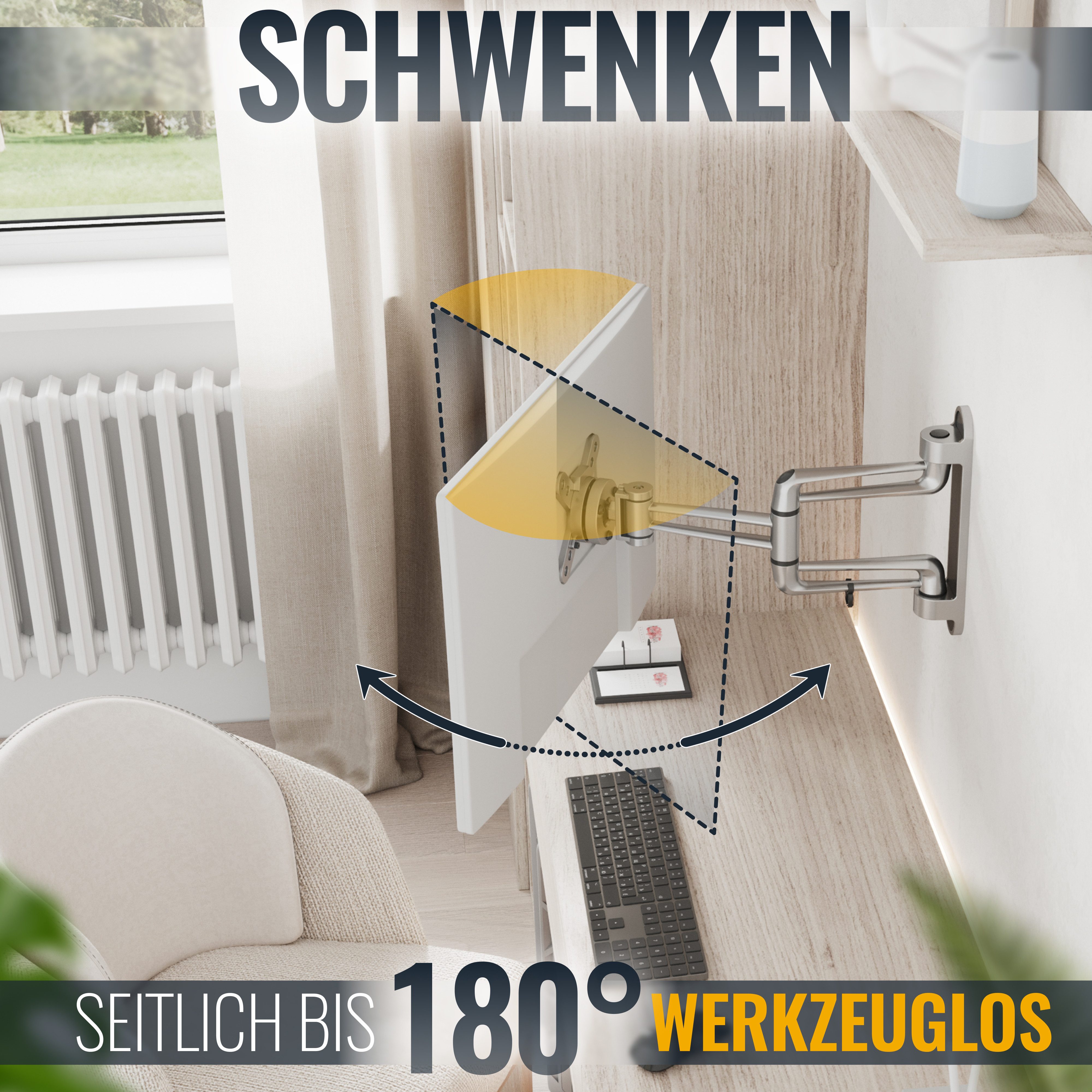 RICOO TV-Wandhalterung TV Monitor Wandhalterung 13"-29" bis 20 Kg artikulierend S2111, (bis 29 Zoll, VESA 75x75 und 100x100, 1-tlg., 20 Kg Aufnahme, 13" bis 29" (33-74 cm) Bildschirm Diagonale, bis 30° neigbar, bis 180°schwenkbar, ausziehbar Wand Halterung)