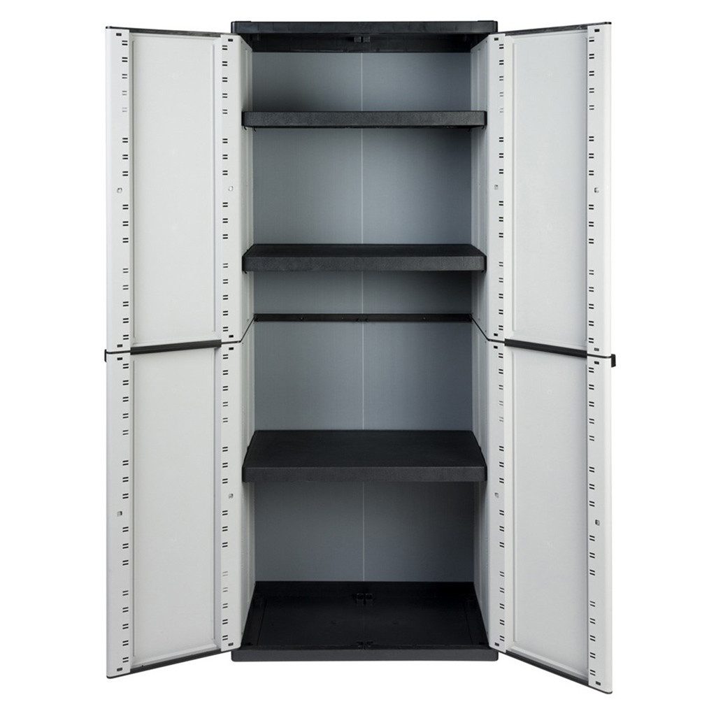 Kreher Mehrzweckschrank Kunststoffschrank 'J-Line' mit 3 Böden (Schwarz/Gra günstig online kaufen