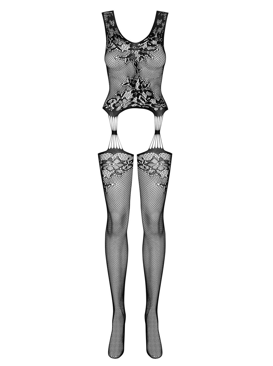 Damen Bodies Obsessive Body Straps Catsuit schwarz transparent Open Body Stock