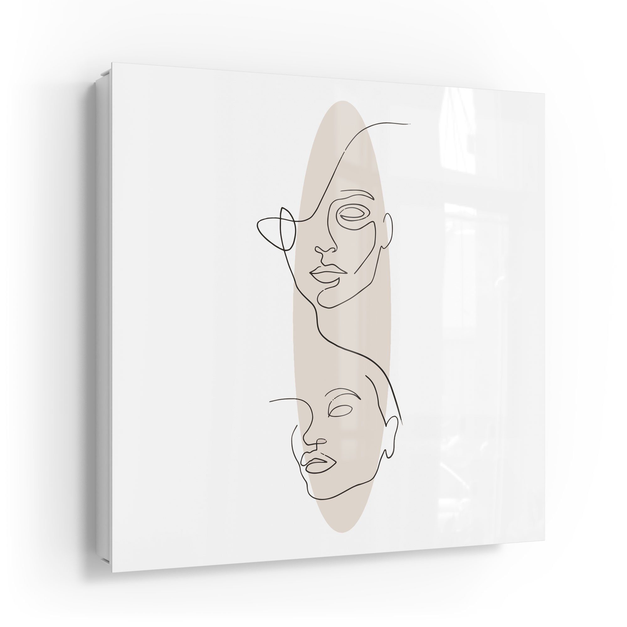 DEQORI Schlüsselkasten 'Linien-Gesichter vor Oval', Glas günstig online kaufen