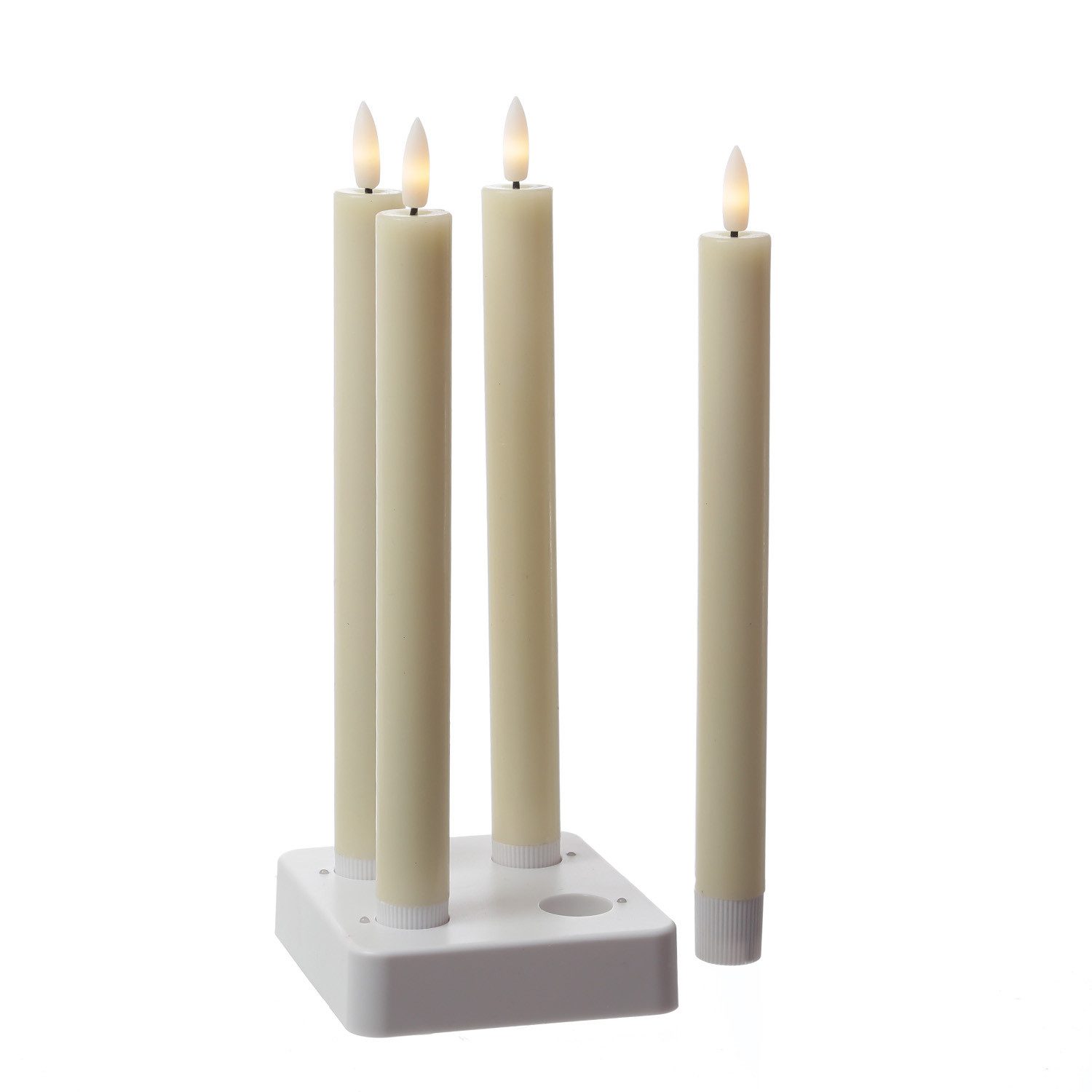MARELIDA LED-Kerze LED Stabkerzen LISA Tafelkerzen Dinnerkerzen wiederaufladbar creme 4St, LED Classic, warmweiß (2100K bis 3000K) – Bild 4 von 5