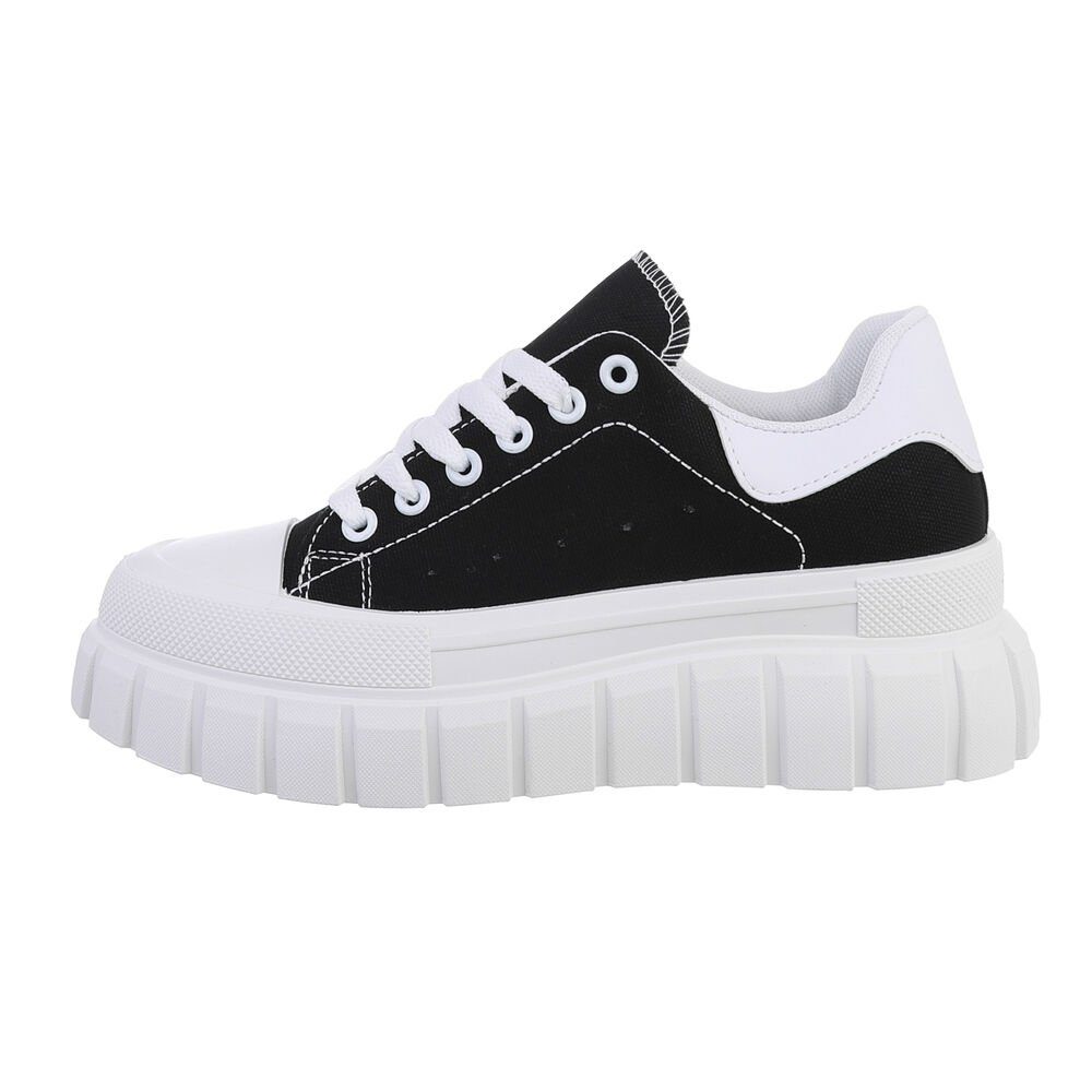 Ital-Design Damen Low-Top Freizeit Sneaker Keilabsatz/Wedge Sneakers Low in Schwarz