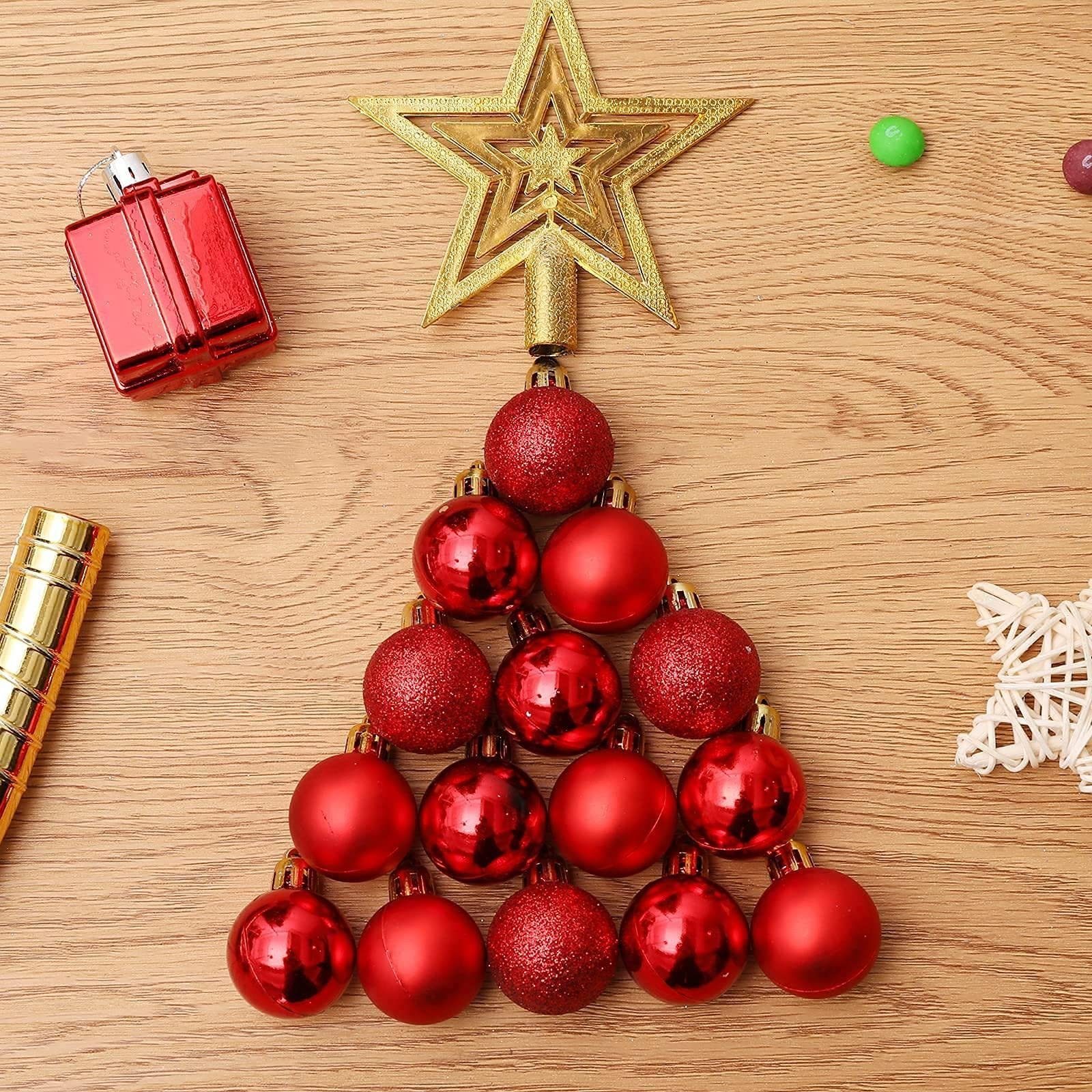 Coonoor Weihnachtsbaumkugel 24er Set Weihnachtskugeln,Christbaumschmuck Set mit Aufhängen, Christbaumkugeln Bunt, Mehrweg Weihnachtsdeko