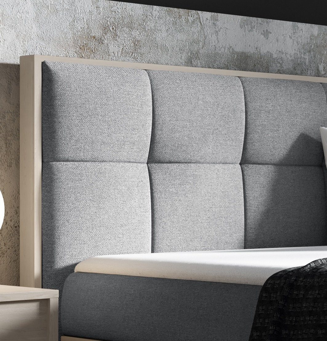 Fun Möbel Boxbett Schlafzimmerbett THANOS Überlänge (220cm) in Stoff Faro (auch in Standardlänge erhältlich, inkl. Kaltschaumtopper und Topper), Lancelot-Eiche- – Bild 4 von 4