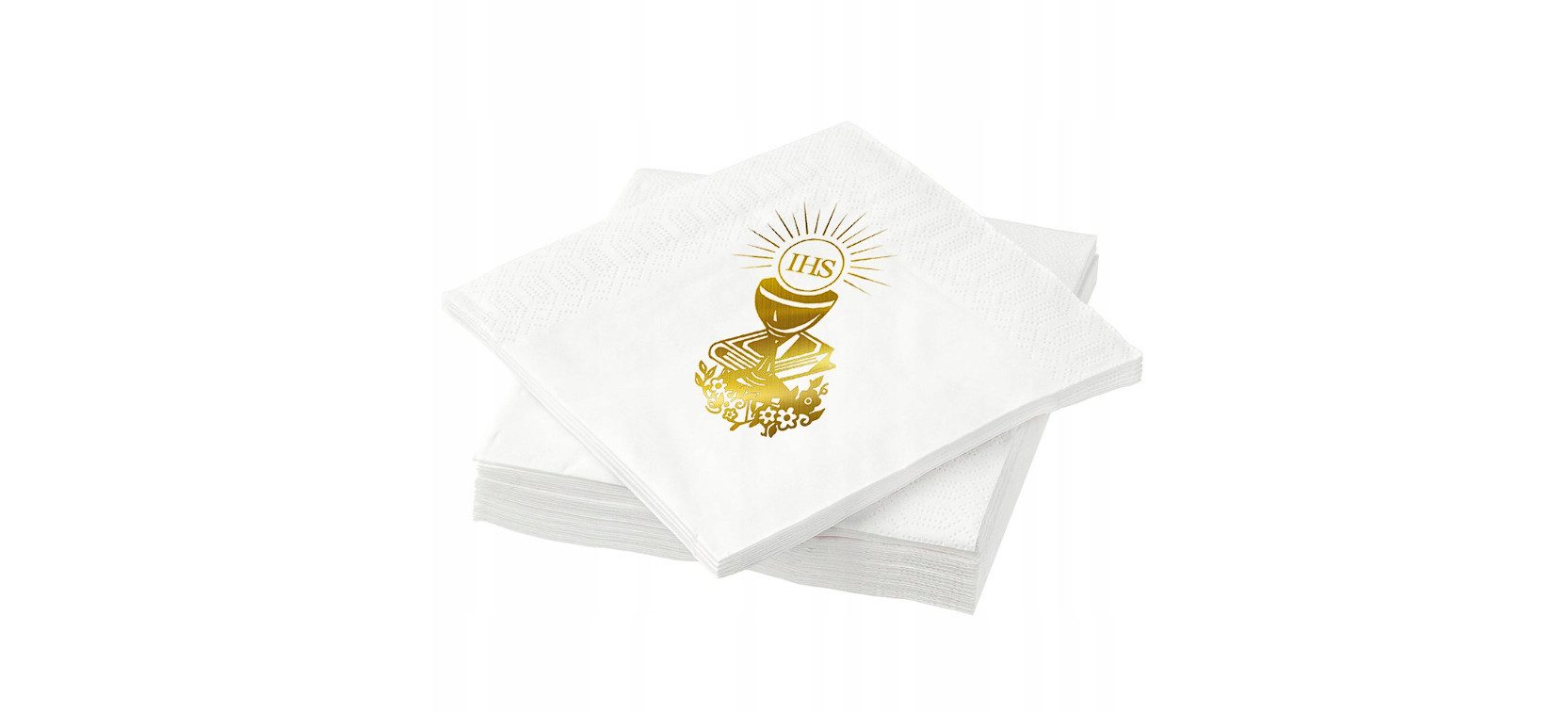 Festivalartikel Papierserviette Kommunions-Servietten, 12 Stück, weiß mit goldenem Druck