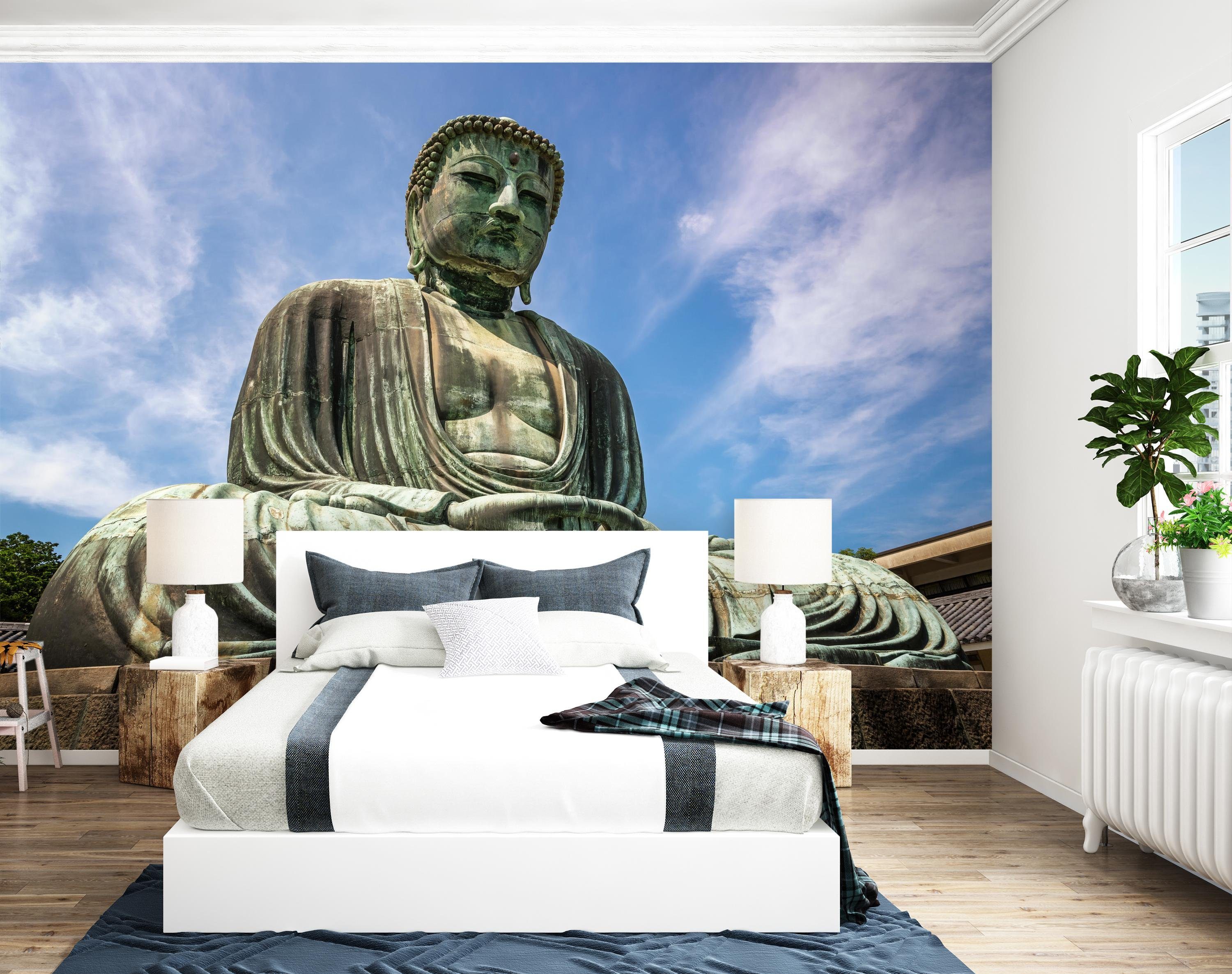 Fototapete von Buddha wandmotiv24 glatt, Große Motivtapete, matt, Der Wandtapete, Vliestapete Kamakura,