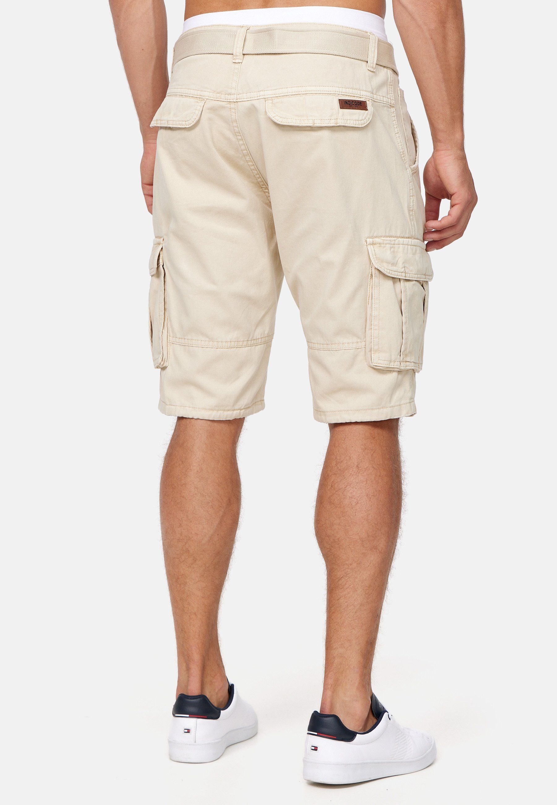 Indicode Cargoshorts Herren Monroe Cargo Cargo Shorts Herrenshorts mit 6 Taschen inkl. Gürtel