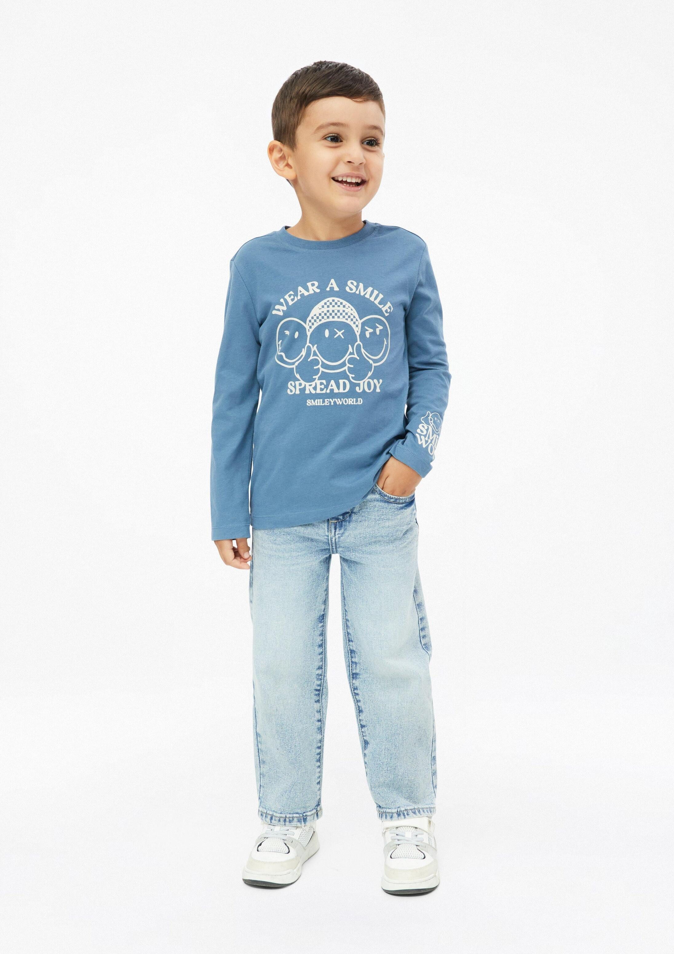 s.Oliver Langarmshirt T-Shirt Smiley® Longsleeve mit Front- und Ärmelprint – Bild 3 von 4