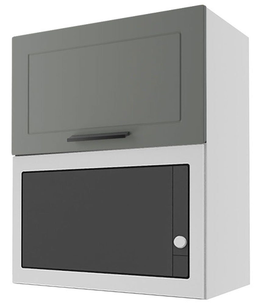 Feldmann-Wohnen Mikrowellenumbauschrank weiß 60cm Klappe und Korpusfarbe (Kvantum) matt Front- mit Kvantum wählbar