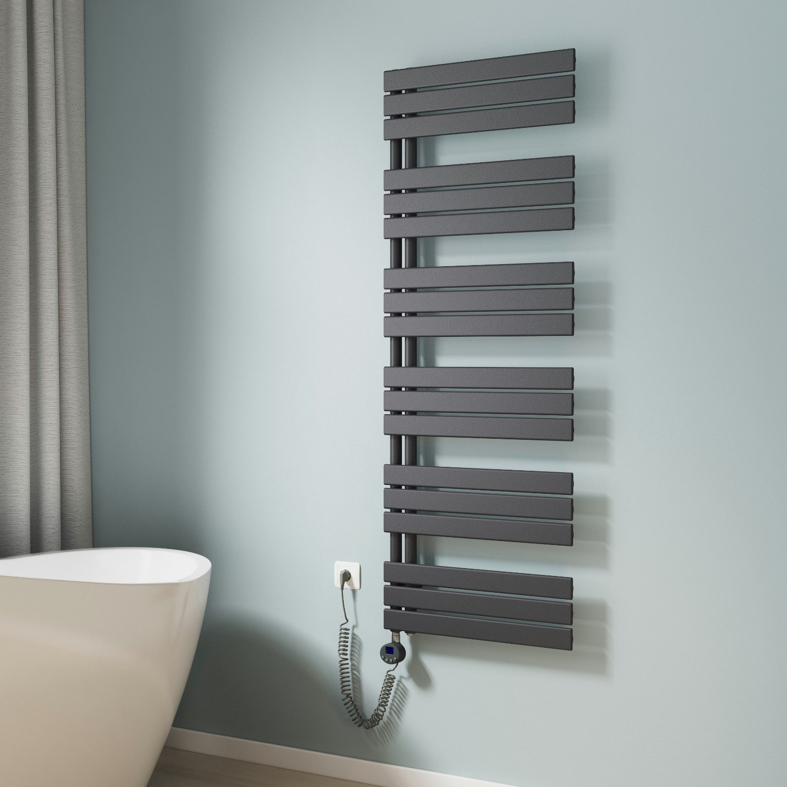 EMKE Elektrischer Badheizkörper Anthrazit mit Thermostat 400W~1000W, Elektr günstig online kaufen