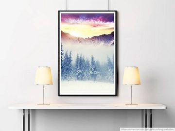 Sinus Art Poster Landschaftsfotografie 60x90cm Poster Nadelwald vor Bergen
