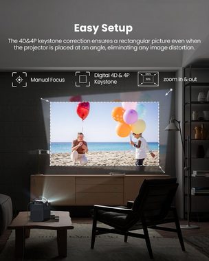 ETOE Native 1080P Mini Video mit Netflix-Zertifizierung, Android TV10.0 Portabler Projektor (400 lm, 1920 x 1080 px, 5G WiFi & Bluetooth kompatibel mit iOS/Android/Windows/USB)