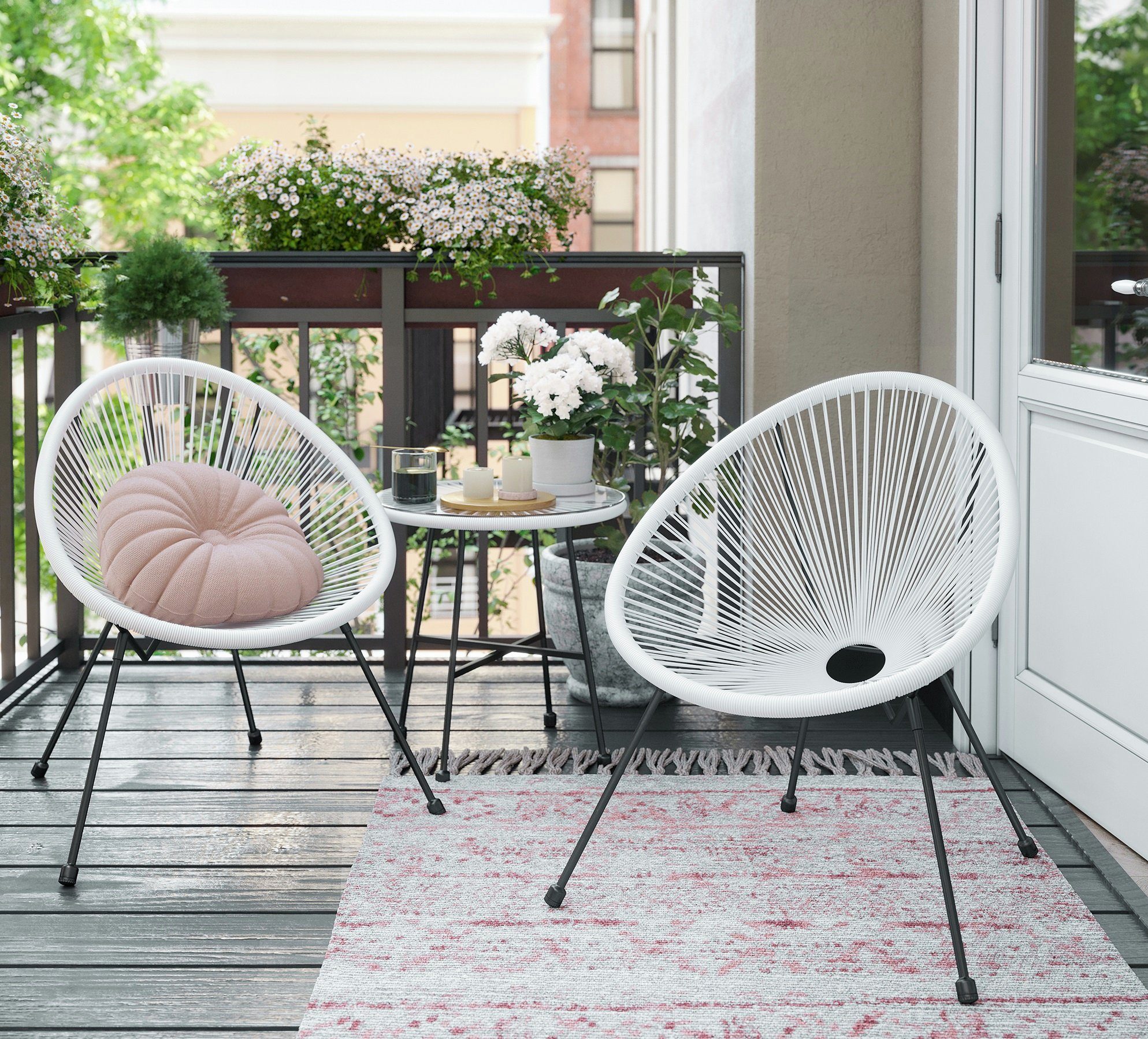 SONGMICS Gartenlounge-Set, (3-tlg), 1 Tisch und 2 Stühle