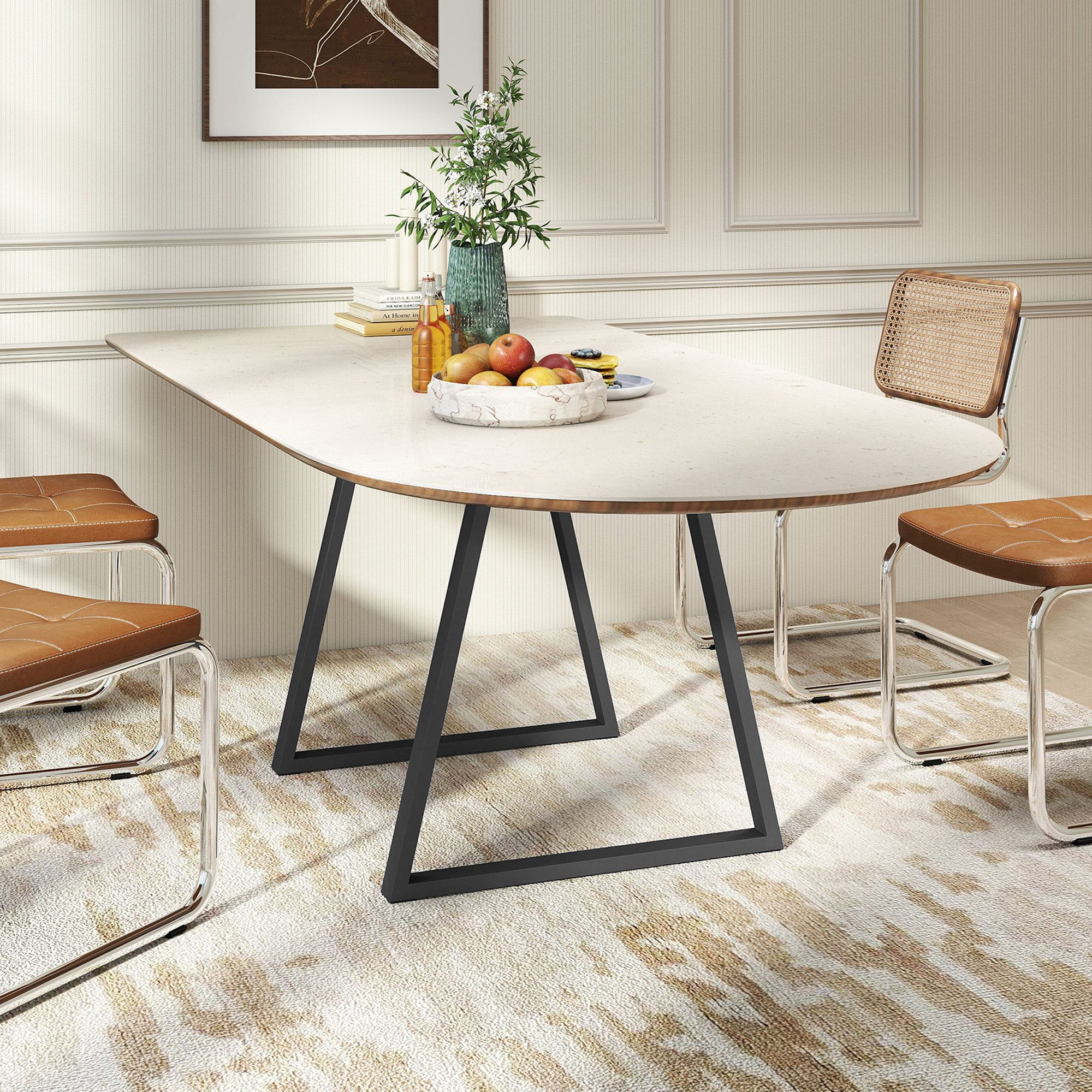 HOMCOM Tischbein 2er-Set Tischfüße, Möbelfüße aus Stahl, für Couchtisch, Esstisch, 70 x 5 x 72 cm, Schwarz