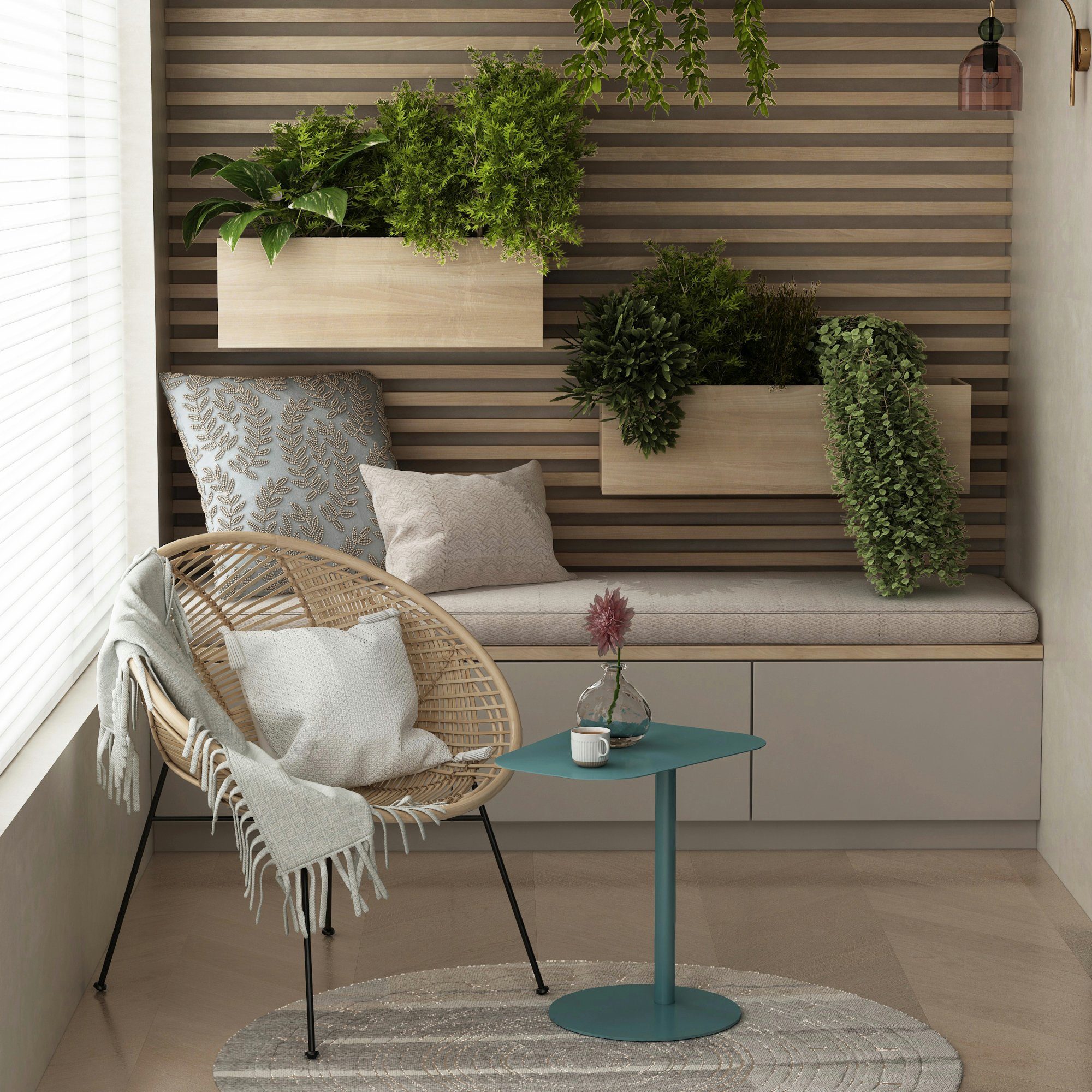 en.casa Beistelltisch, »Nastätten« Balkontisch aus Metall 50 x 50 x 38 cm Blau, matt