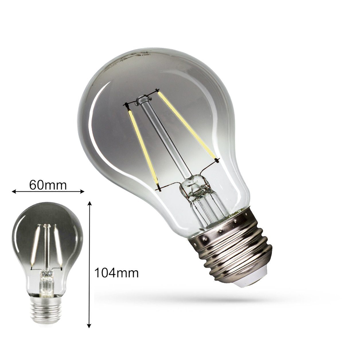 spectrum LED LED-Leuchtmittel E27 LED Retro Vintage Modern Schwarz Filament Leuchtmittel Glühbirne, Neutralweiß, Schwarze LED Filament Glühbirne A60 Edison Gewinde 4000K Neutralweiß
