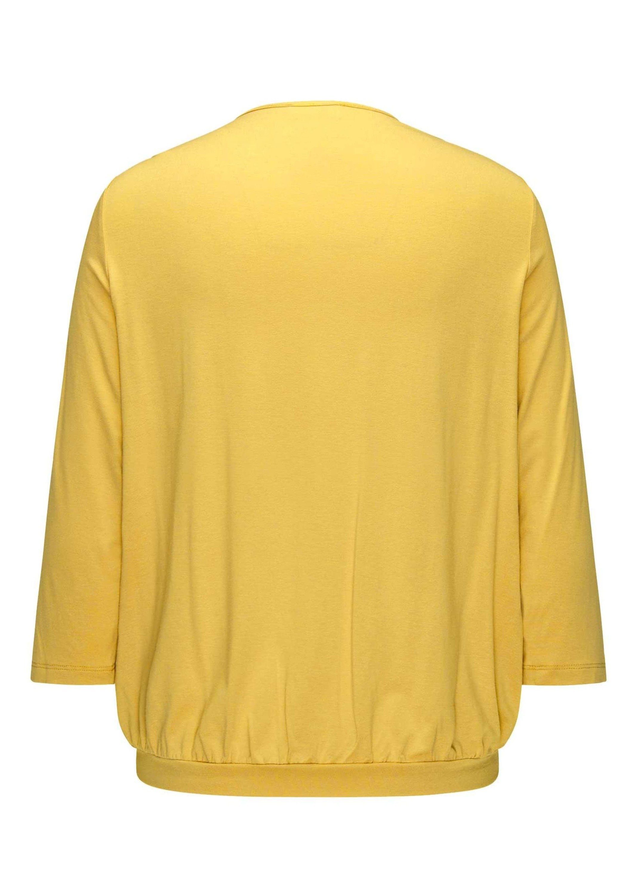 in Shirt Kurzarmbluse Gepflegtes gelb eleganter GOLDNER Blusen-Optik