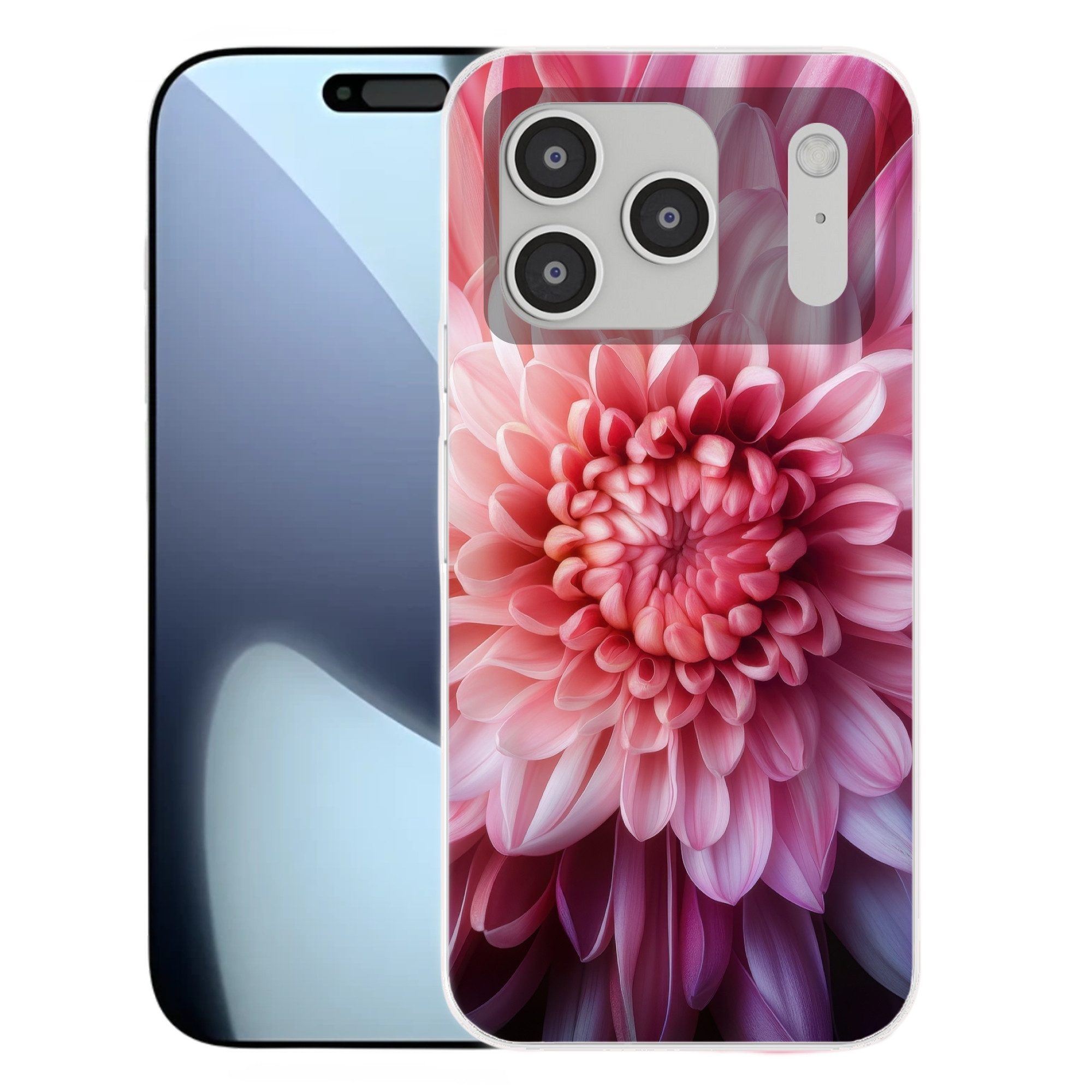 MuchoWow Handyhülle für Apple iPhone 17 Pro Dahlie - Blume - Nahaufnahme - Rosa, Smartphone-Bumper, Print, Handy Schutzhülle Dünn