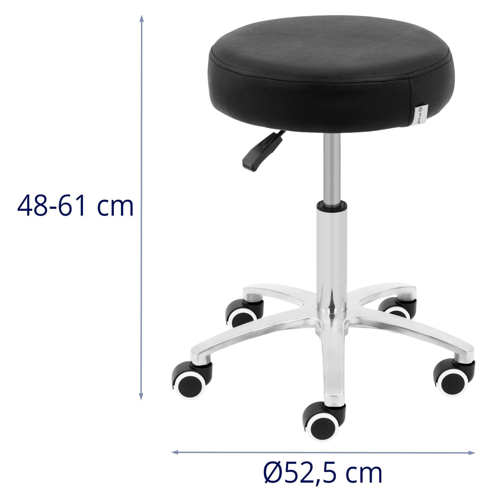 Physa Drehhocker Rollhocker 120 kg Arbeitsstuhl Drehstuhl höhenverstellbar schwarz, Schwarz – Bild 4 von 4