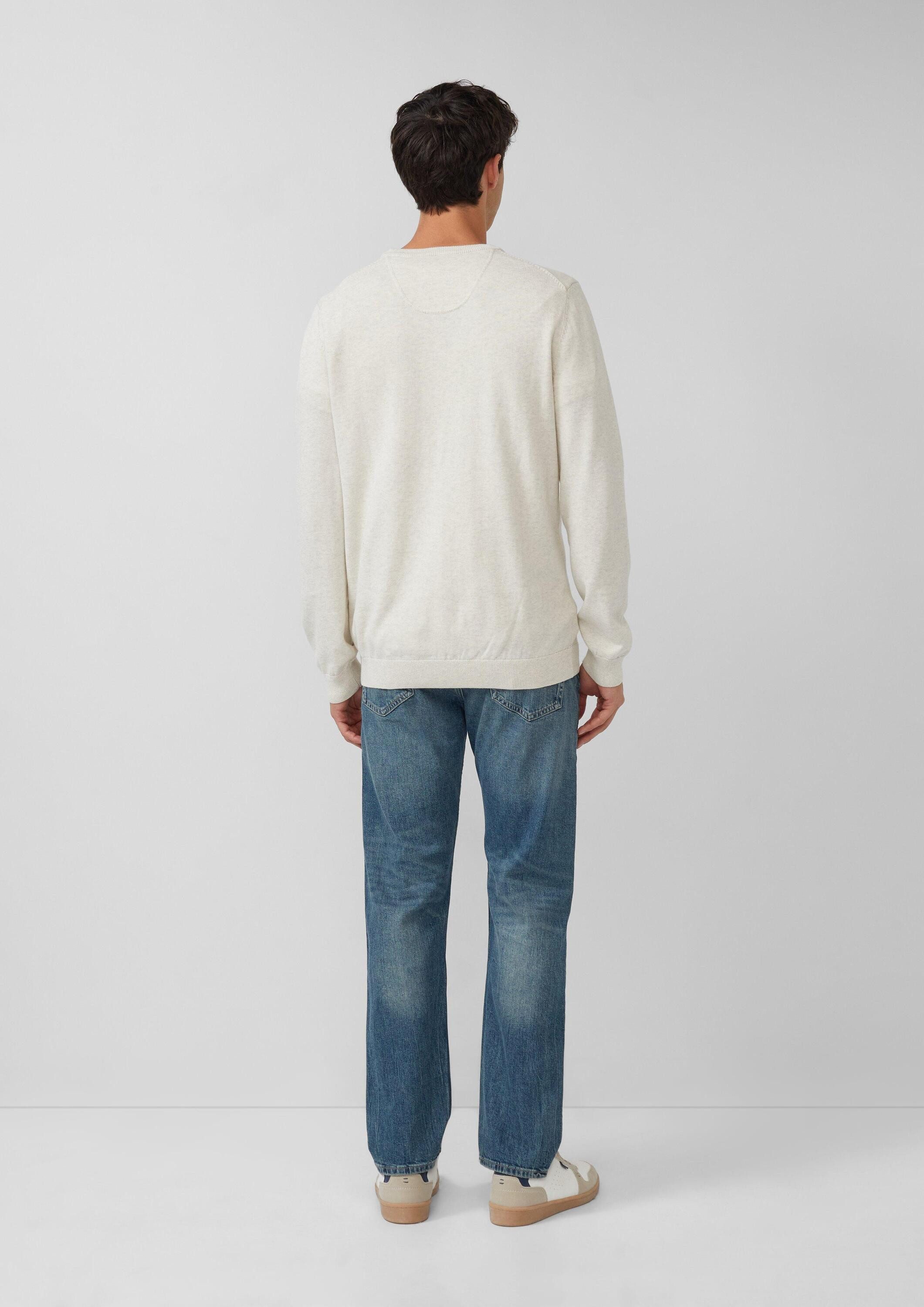 s.Oliver Longpullover Strickpullover Baumwollpullover mit Logo-Stickerei