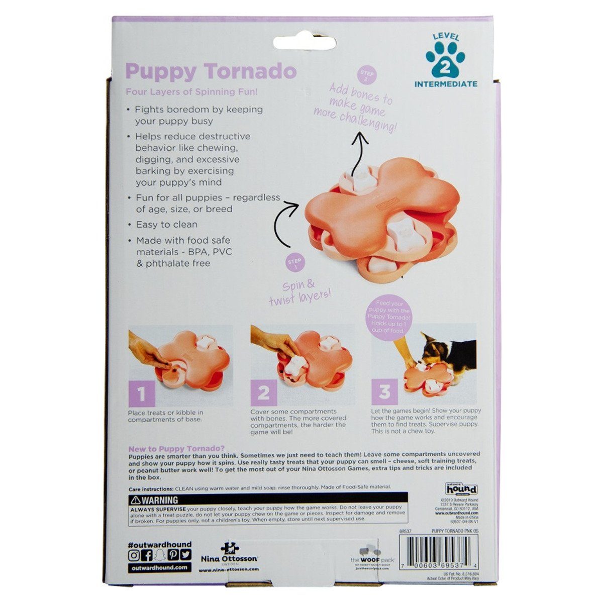 Nina Ottosson Tier-Intelligenzspielzeug Puppy Tornado pink