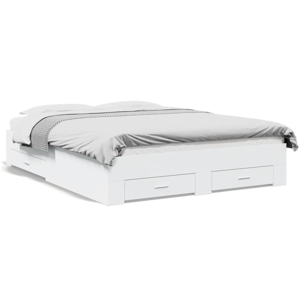 furnicato Bettgestell mit Schubladen Weiß 140x200 cm Holzwerkstoff (1-tlg) günstig online kaufen