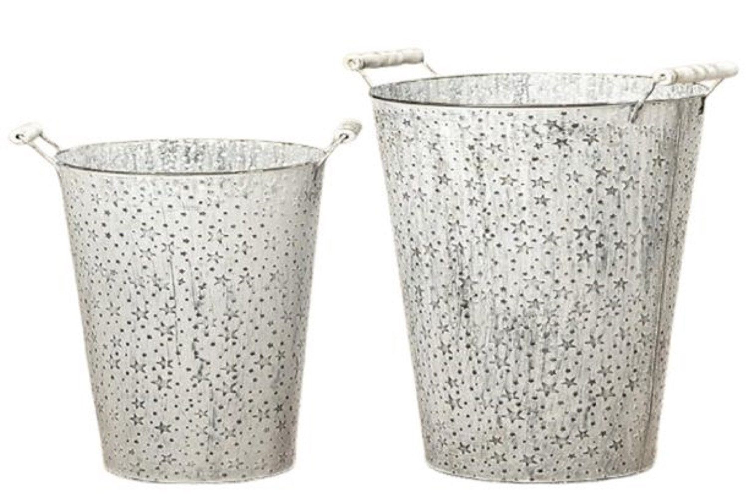 BOLTZE GRUPPE GmbH Pflanzschale Vase Kiby H.34/40cm verzinkt weiß Sterne 2-teilig