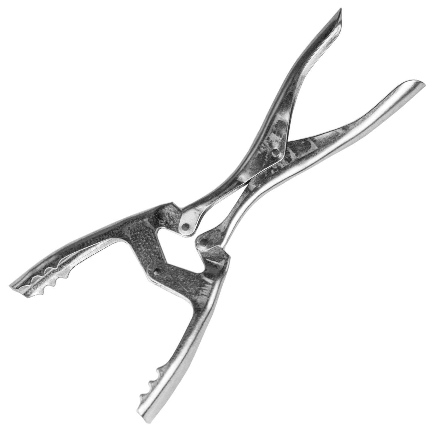 Landshop24 Grillbesteck-Set Kohlenzange Brikettzange Kaminzange Zange mit Gelenk, Stahlblech verzinkt