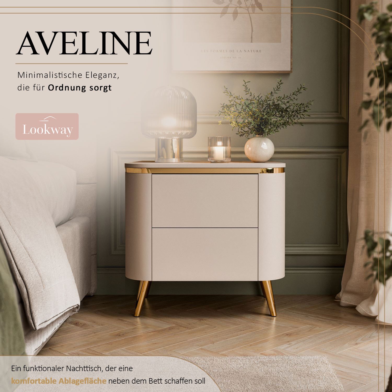 Lookway Nachttisch AVELINE KASCHMIR mit schrägen Beinen – Bild 2 von 5