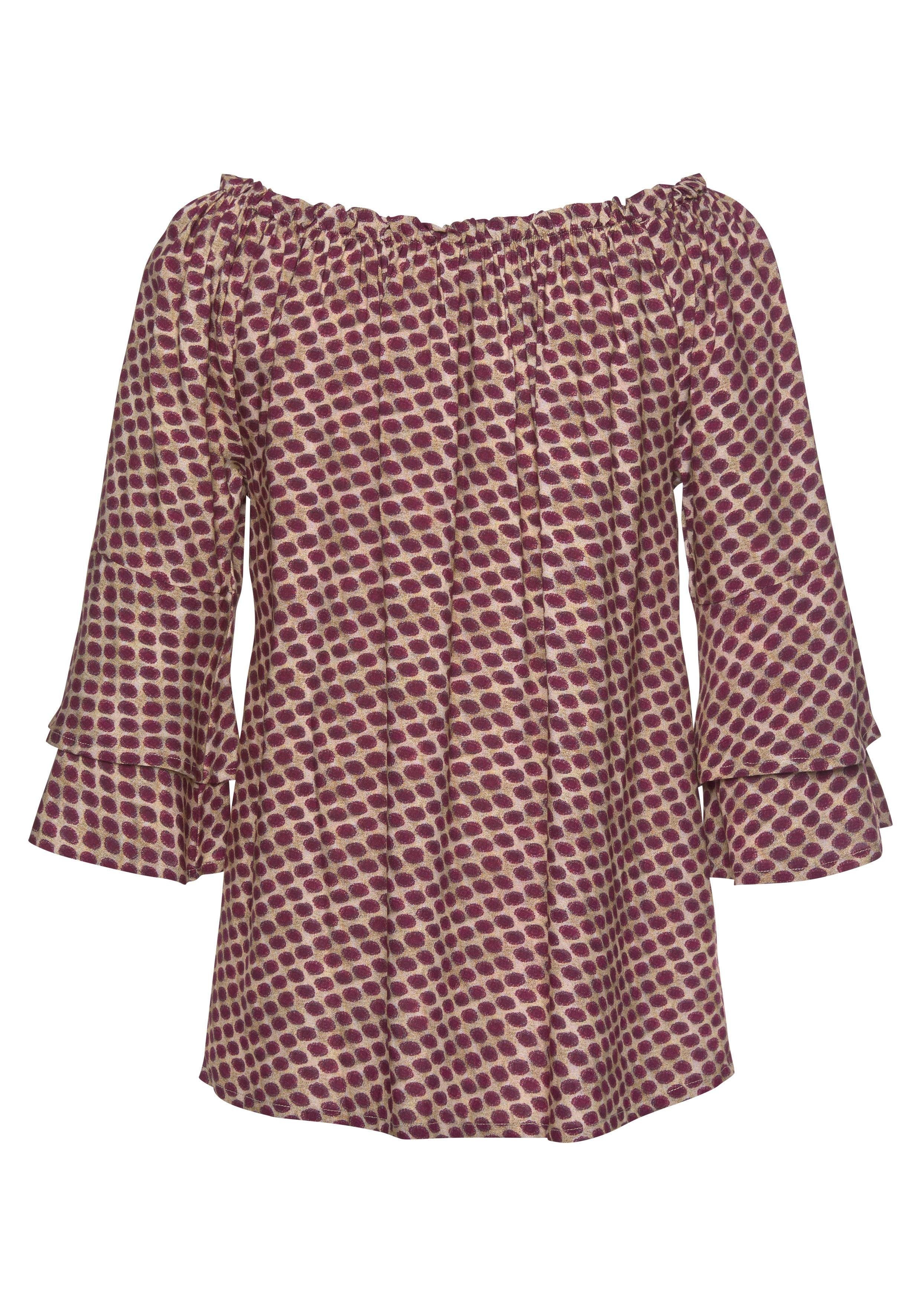 LASCANA Carmenbluse mit Punkteprint