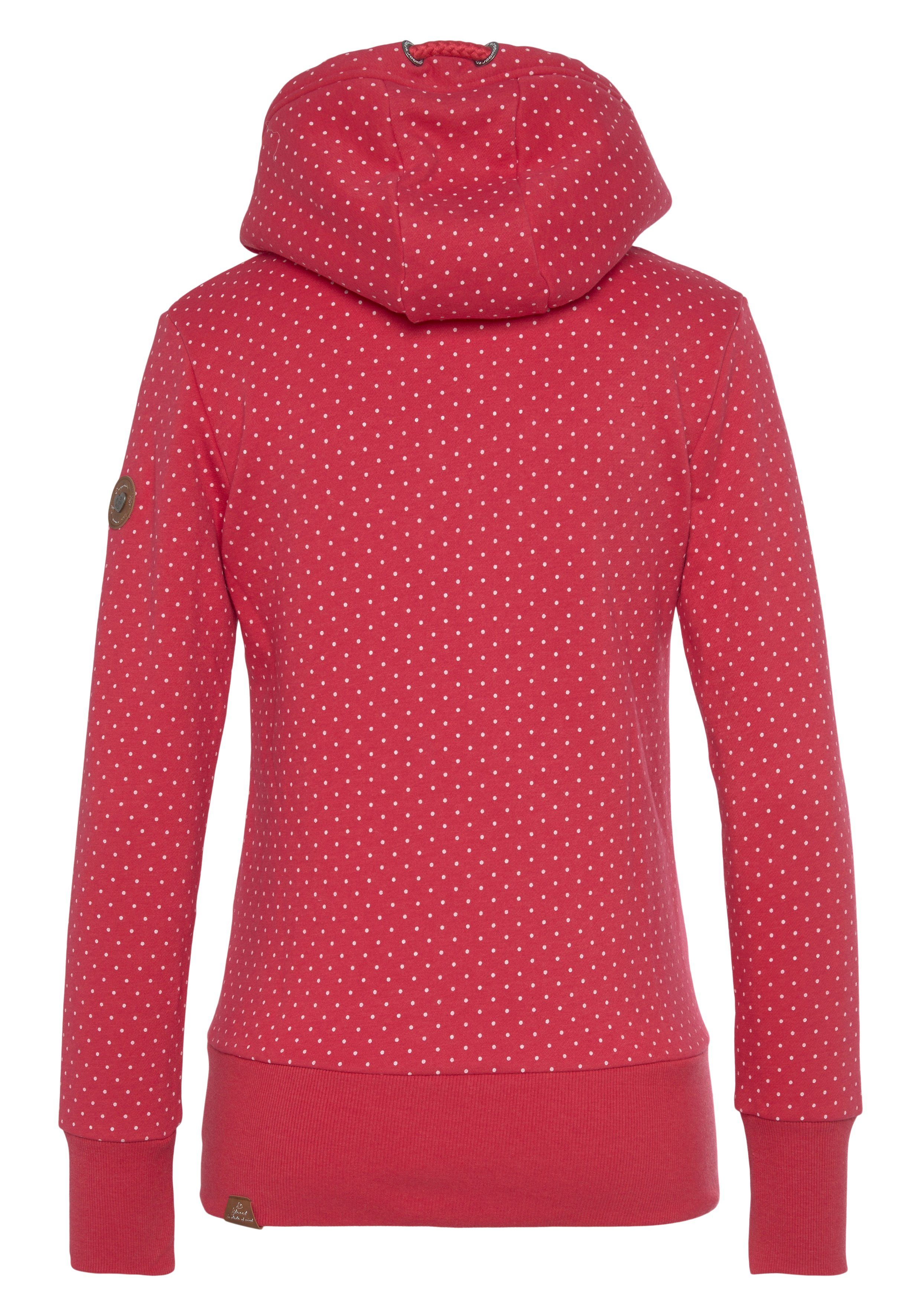 NESKA im O Sweatjacke red ZIP Allover-Dots Ragwear DOTS Design 4000 Print