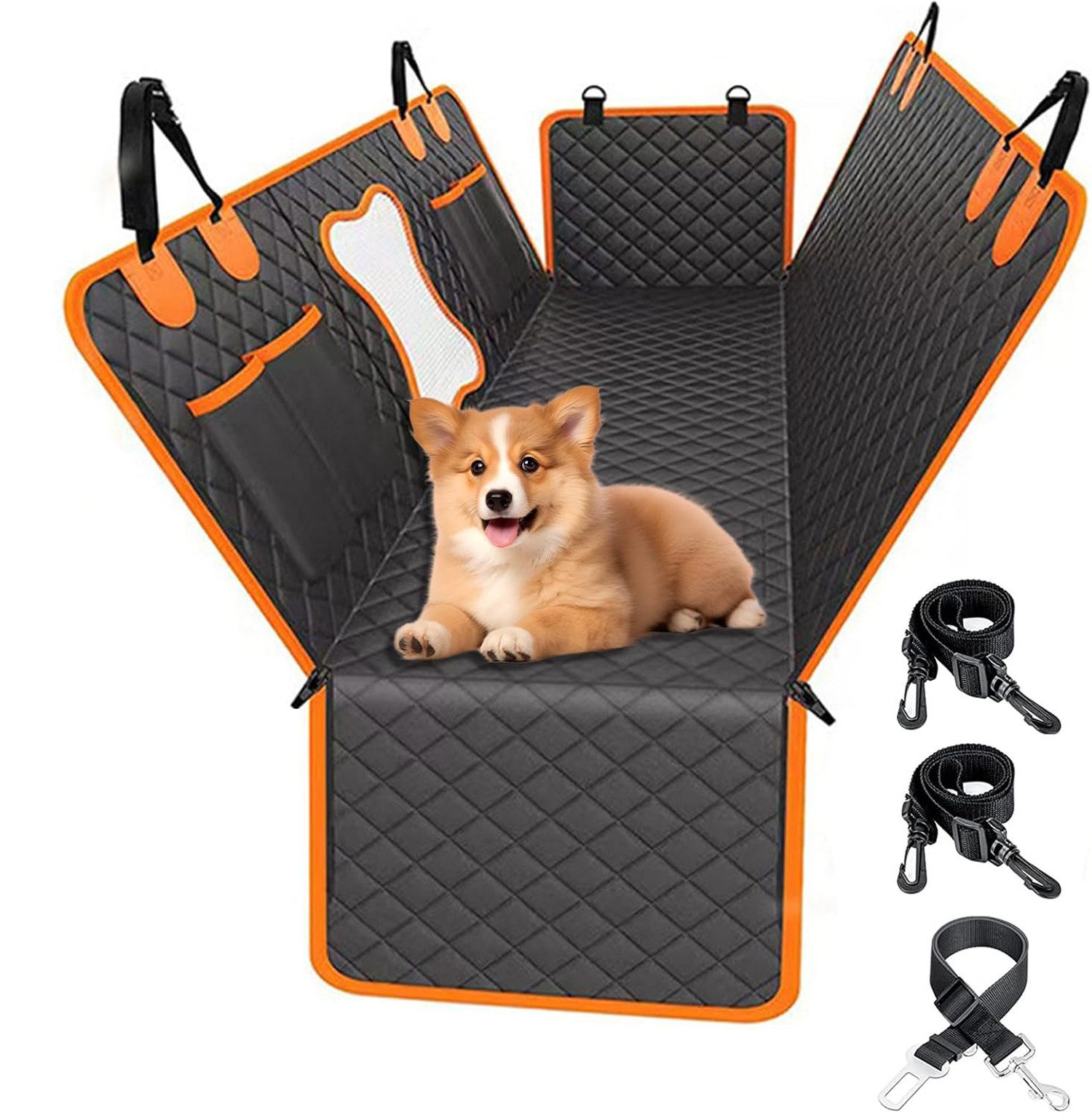 wohnTRAUM24 Tierdecke Hundedecke Auto Rückbank,Autoschondecke Hund Rücksitz für Pkws, SUVs, mit Harter Unterseite,Wasserdicht Kratzfest rutschfest,Hunde Autodecke