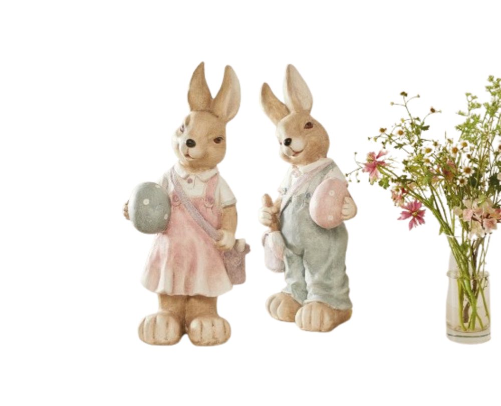 Home-trends24.de Osterhase Osterhase Figur Statue Skulptur Deko Ostern Frühling Hase Paar