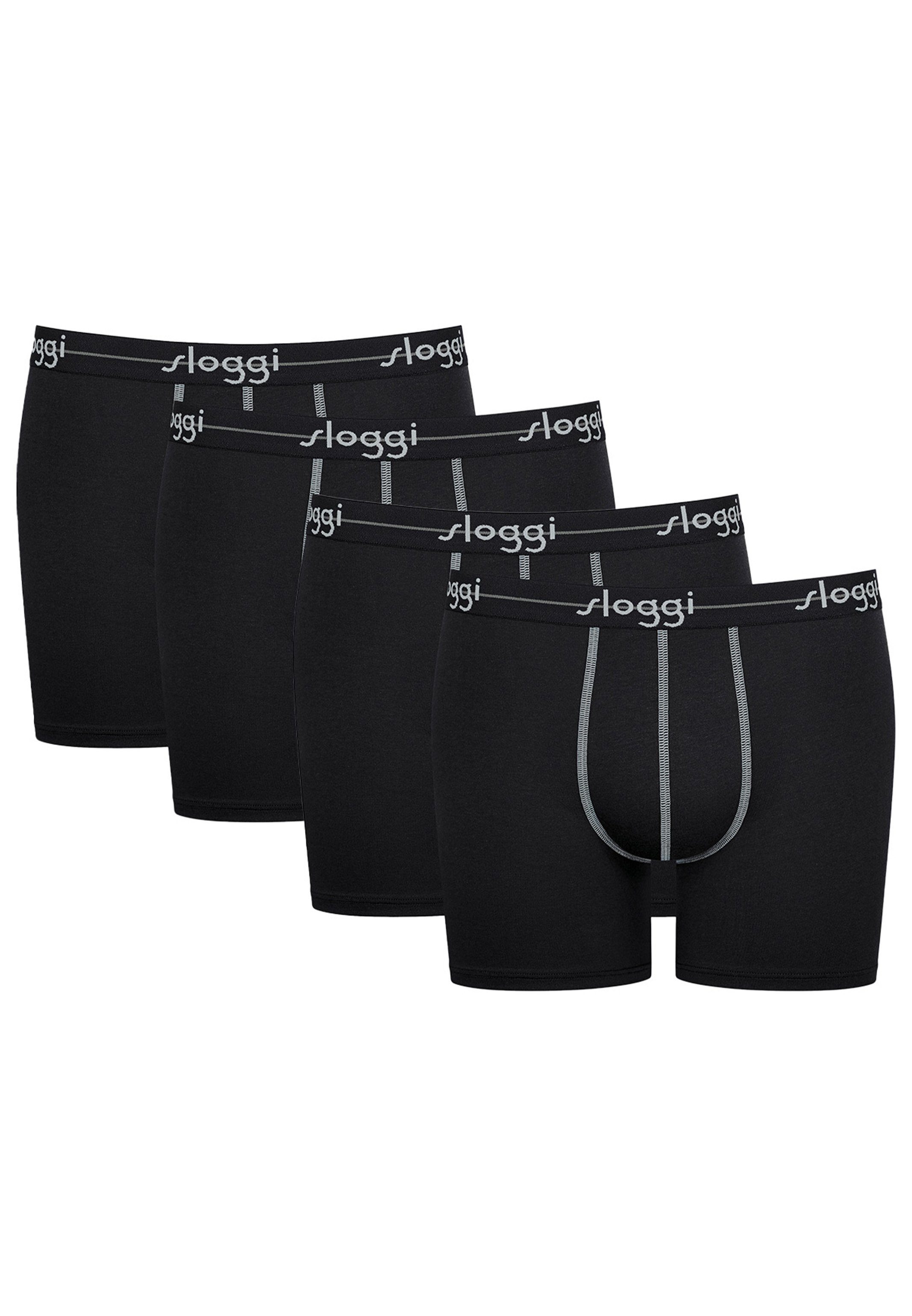 Sloggi Retro Boxer 4er Pack (Spar-Set, Start Eingriff - Short - - 4-St) Schwarz Ohne Baumwolle Long Pant 