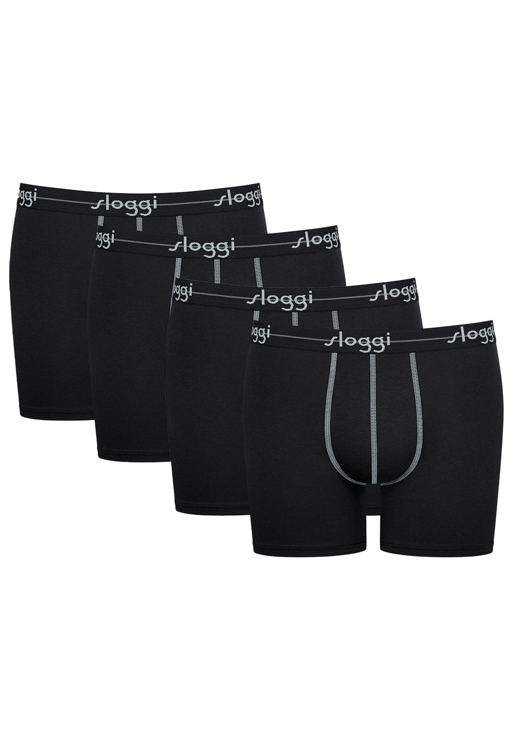 Sloggi Retro Boxer 4er Pack Start (Spar-Set, 4-St) Long Short / Pant - Baumwolle - Ohne Eingriff - Schwarz