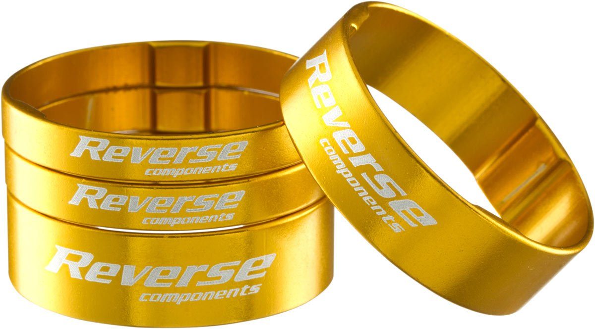 Reverse Lenkeradapter Reverse Alu Vorbau / SCS Spacer Set 1 1/8'' 2x 5mm 2x 10mm gold