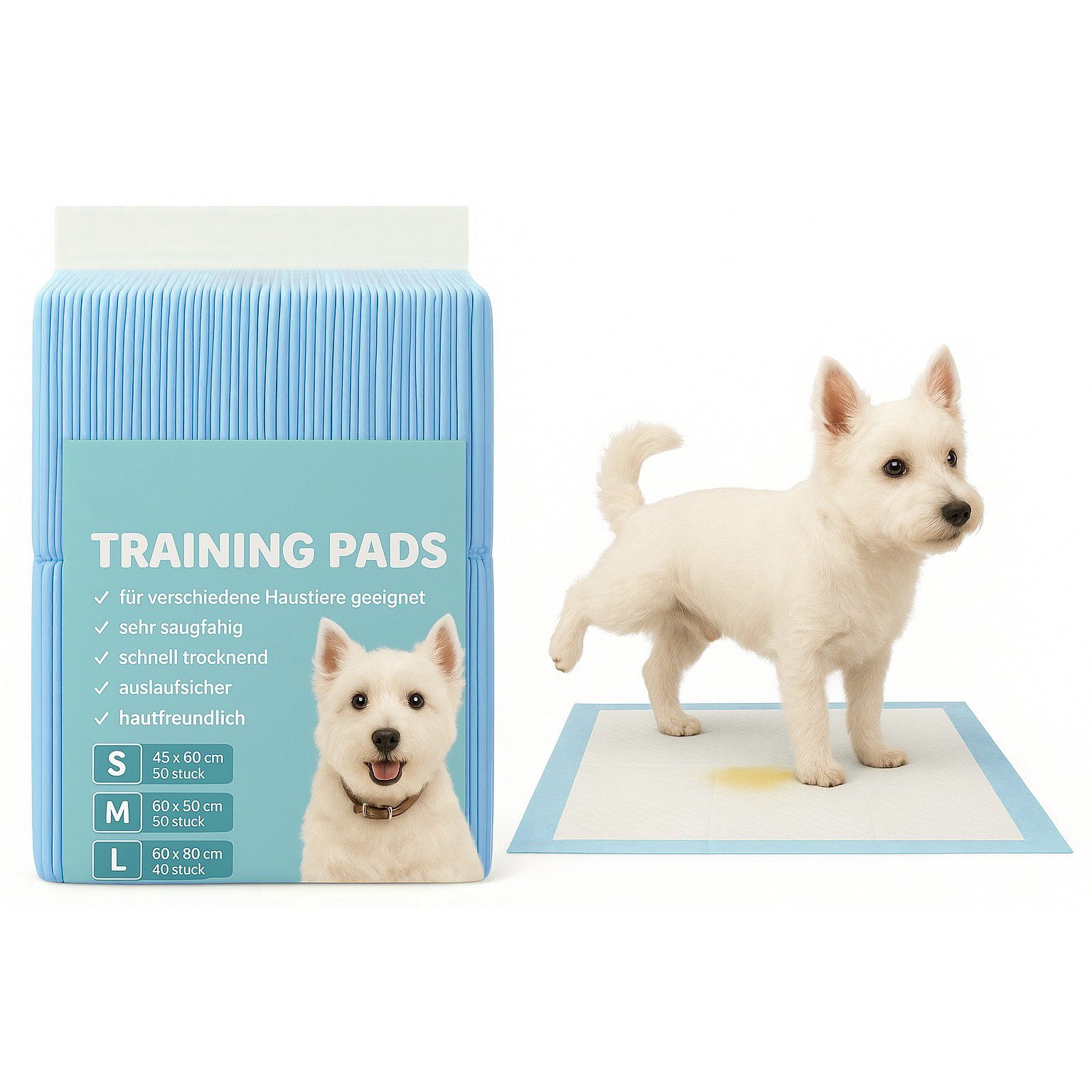 HappyPaw Hundetoilette Welpenunterlage Trainingspad für Hunde Wickelunterlage, auslaufsichere Trainingsmatte mit schnell trocknender Oberfläche