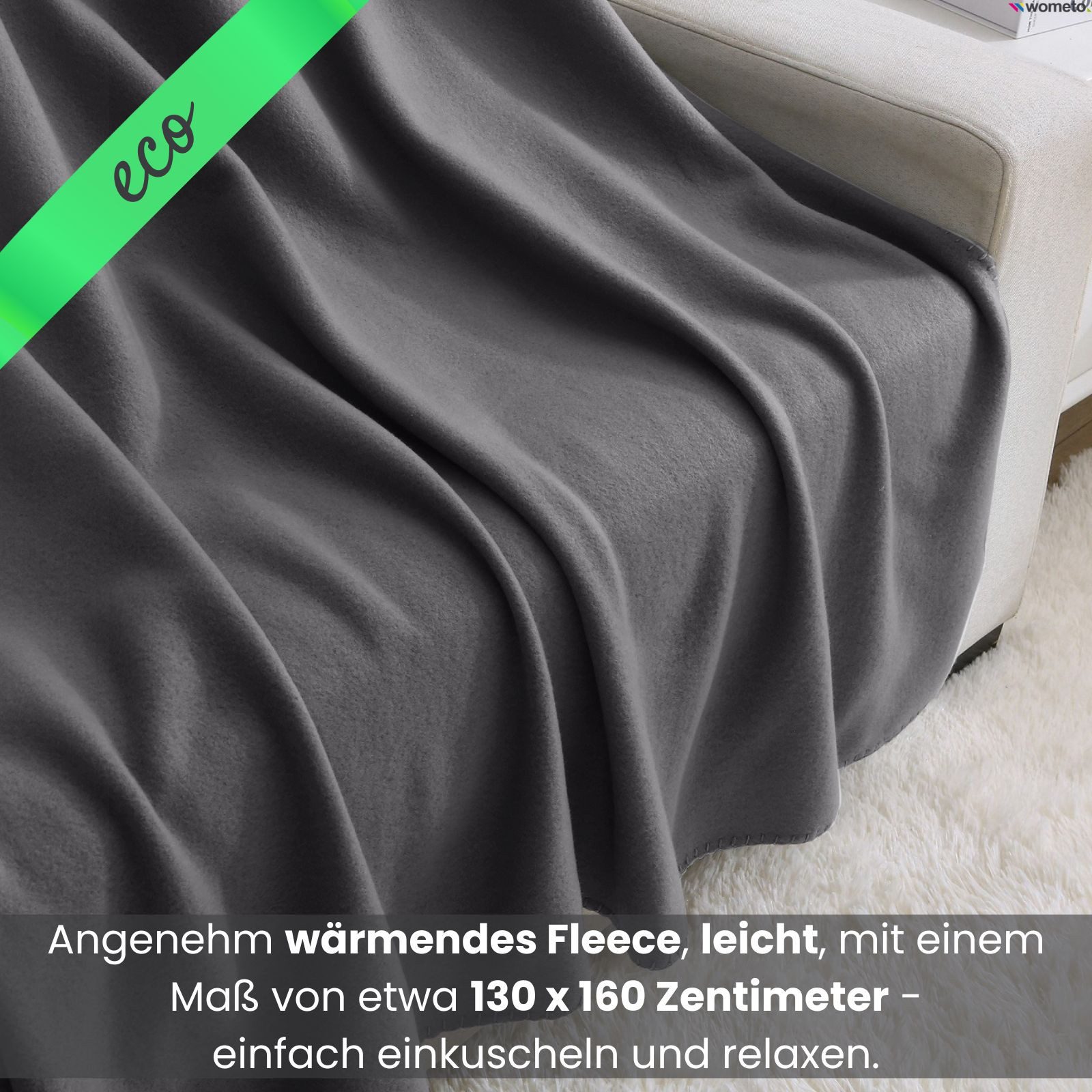 Wohndecke 2er Set eco-line Fleecedecke ca. 130x160, wometo, OEKO-TEX®, 100% recyceltes Material, Antipilling