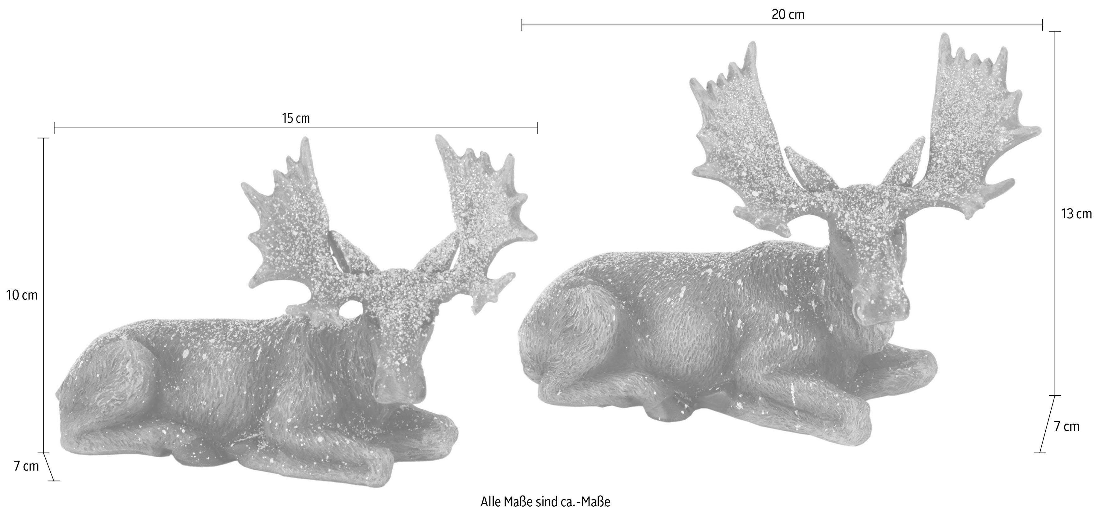 liegend Polyresin Tierfigur (Set, I.GE.A. Elch 2 St),