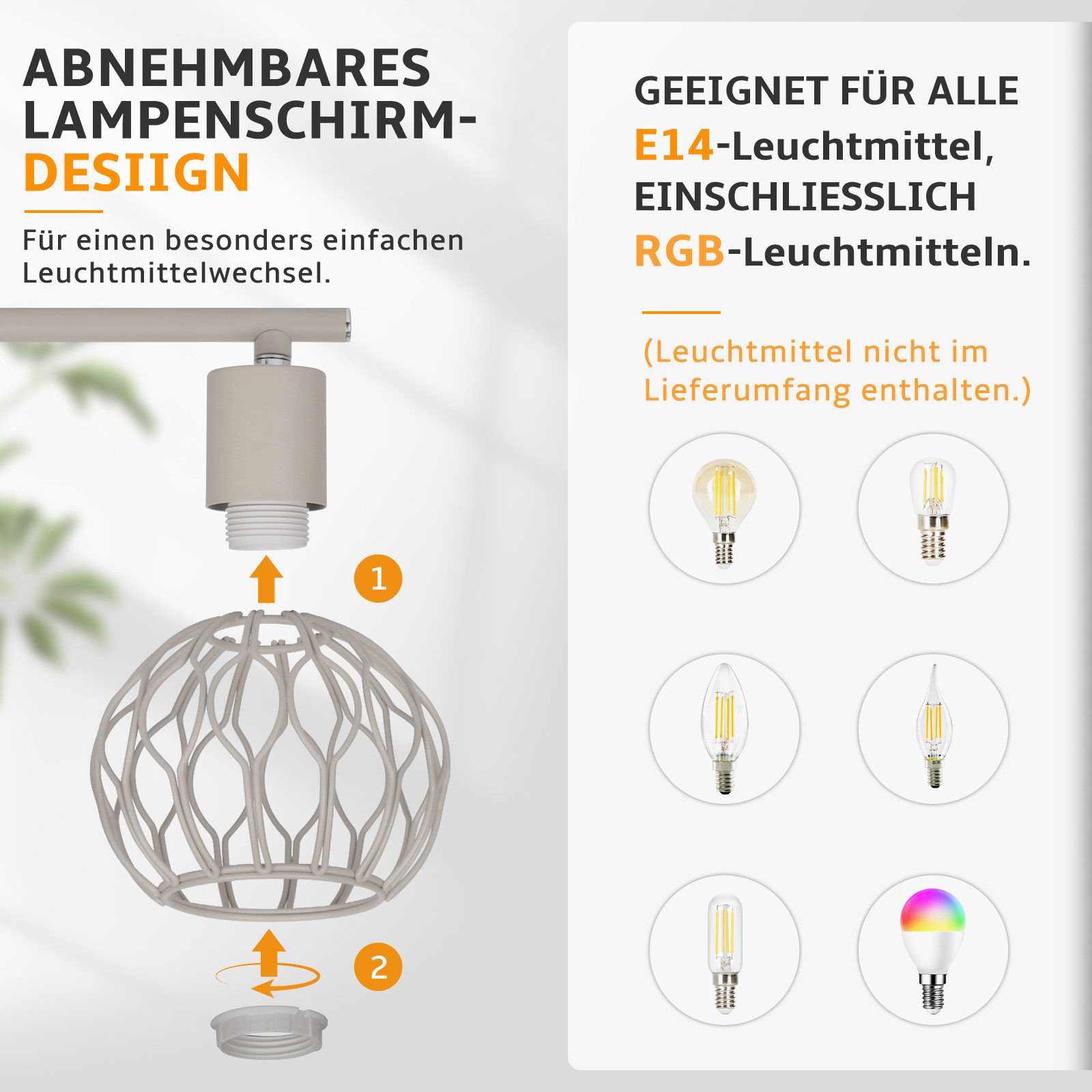 Nettlife Deckenstrahler 1/2/3/4flammig Weiß/Schwarz/grau E14 Metall 350° schwenkbaren Spots, ohne Leuchtmittel, für Wohnzimmer Küche Flur Deckenleuchte